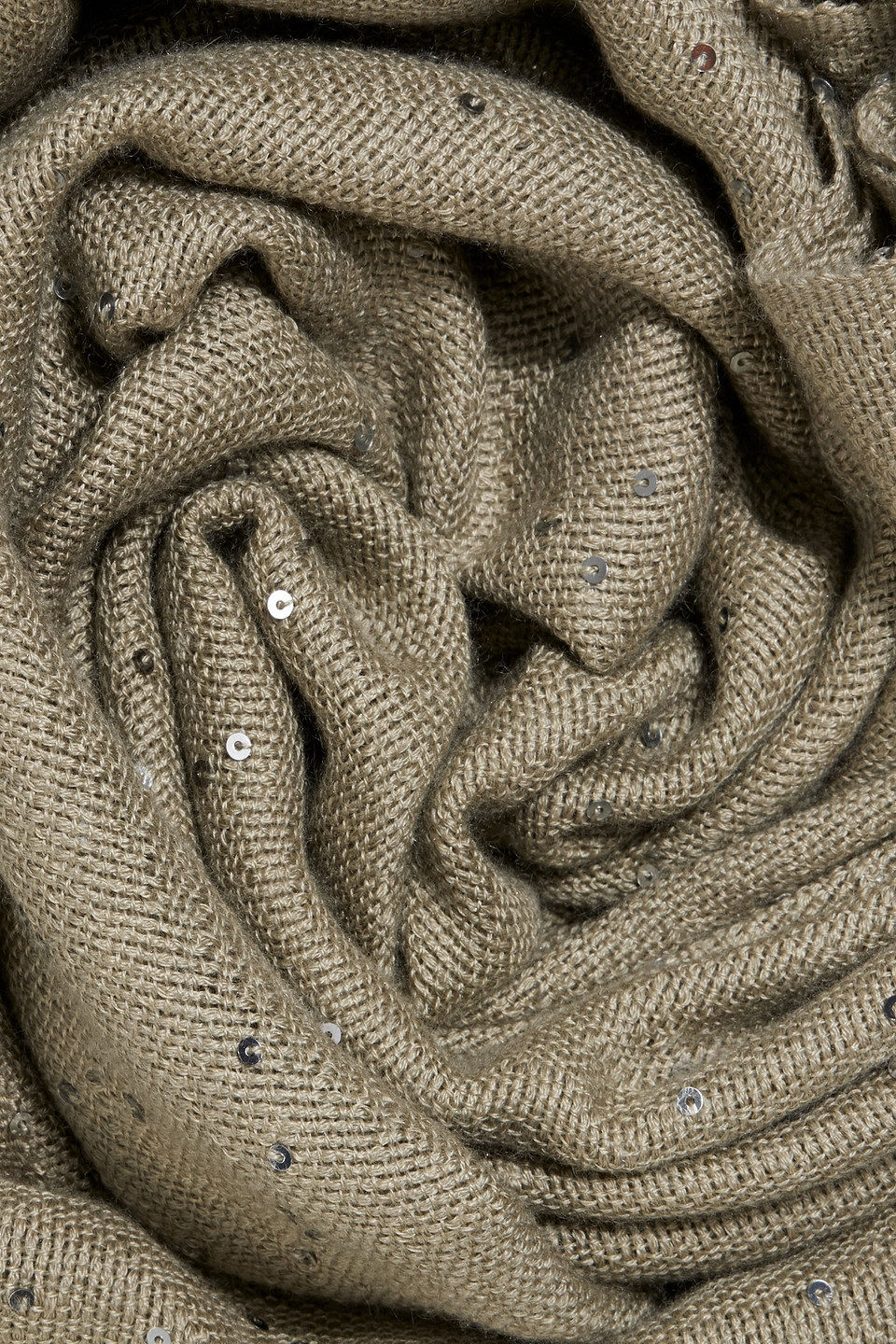 Brunello Cucinelli Sequin-embellished Cashmere And Silk-blend Scarf In Sage Green