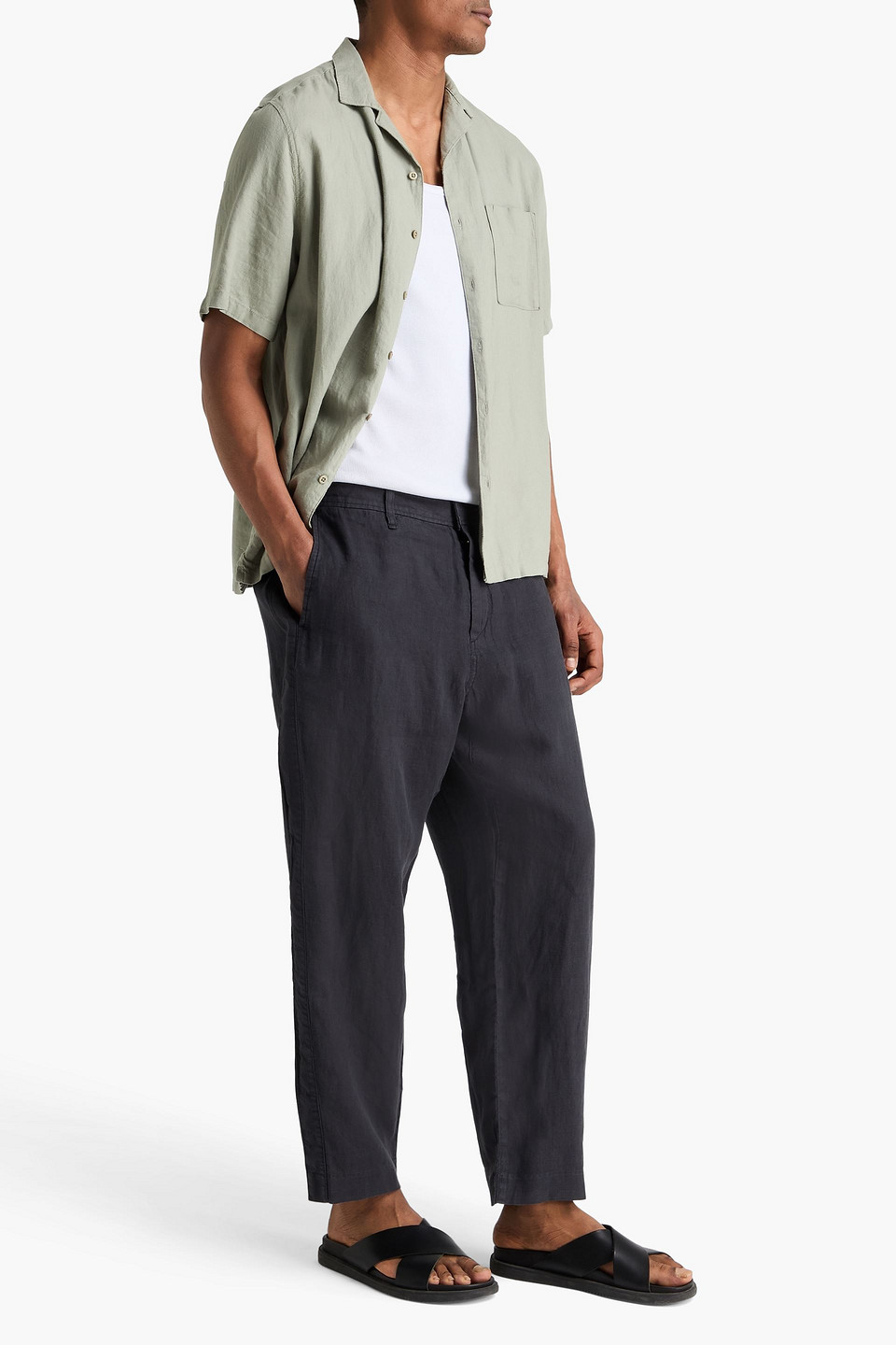  Rag & Bone - Tapered Linen Pants - Black - 30 