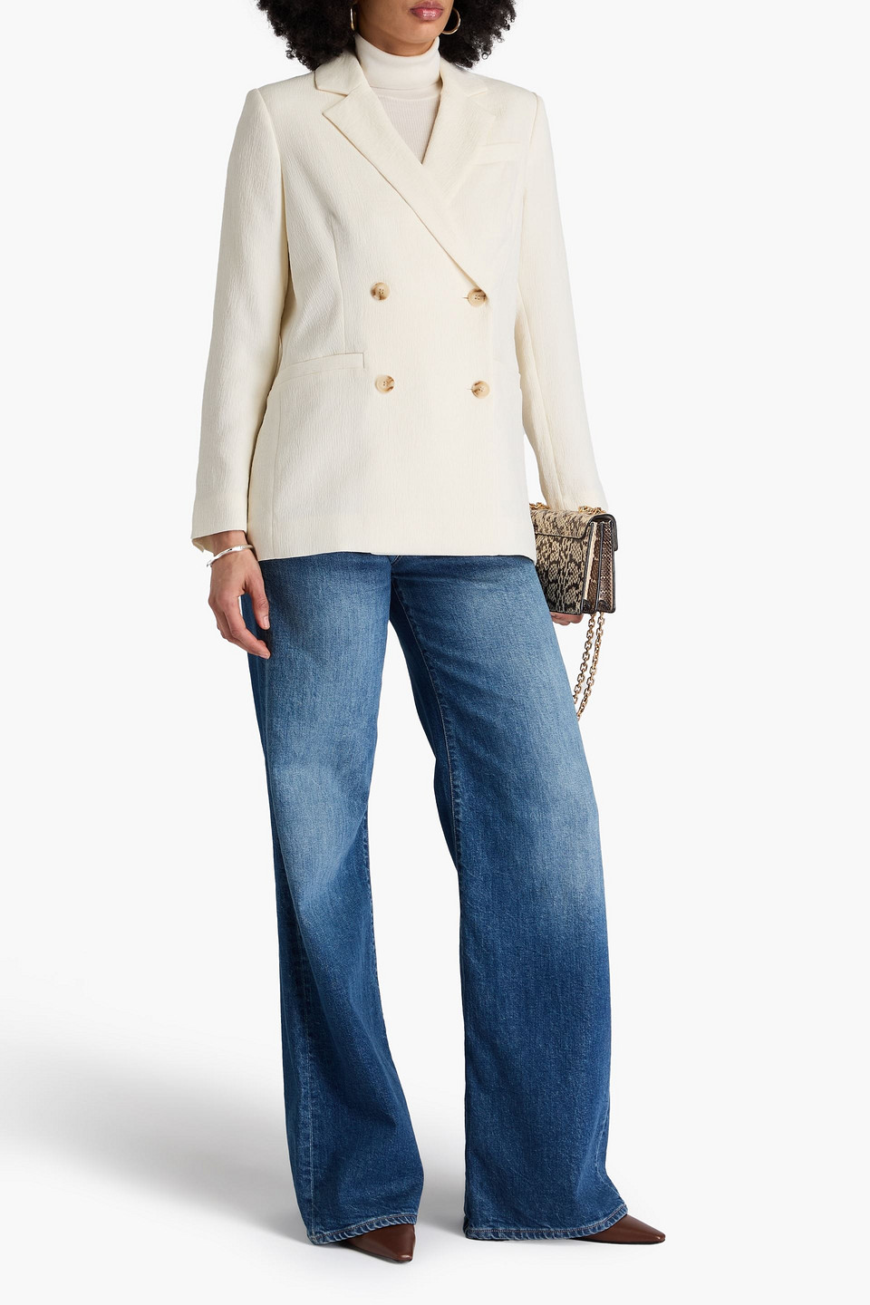 A.emery Belen Doppelreihiger Blazer Aus Krepon In Elfenbein