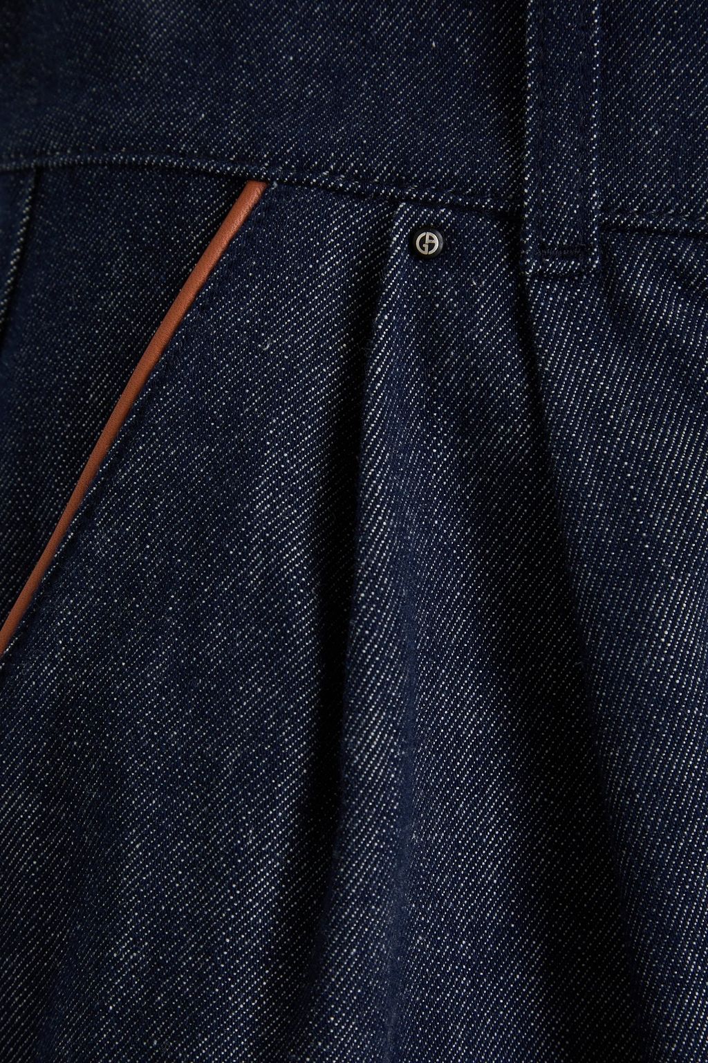GIORGIO ARMANI デニム ショートパンツ レザートリム