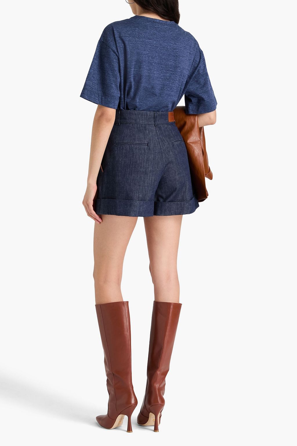GIORGIO ARMANI デニム ショートパンツ レザートリム