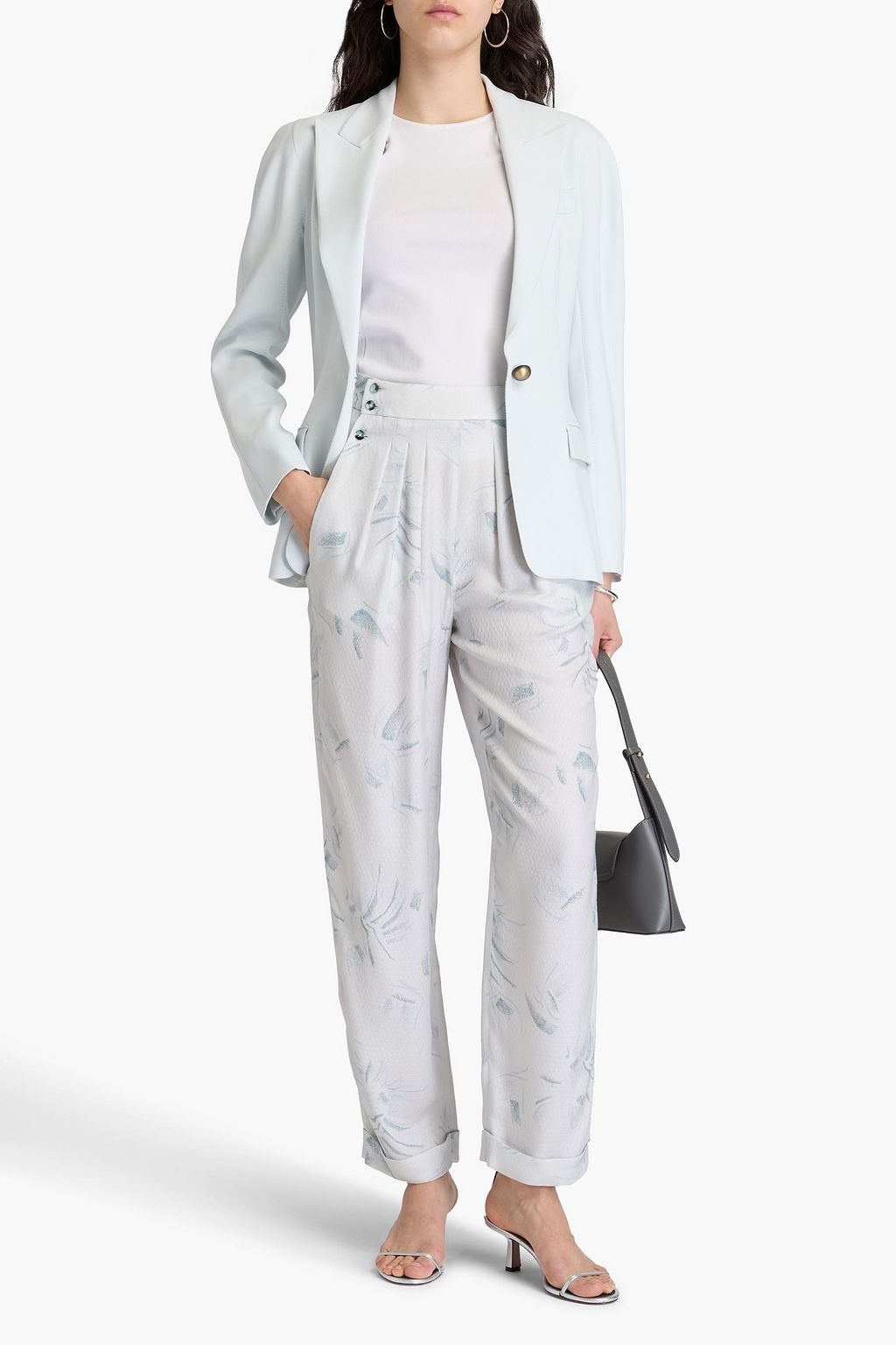 GIORGIO ARMANI 프린트 자카드 테이퍼드 팬츠