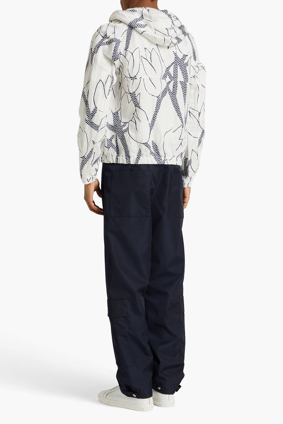 GIORGIO ARMANI PRINTED SATIN-JACQUARD HOODED JACKET