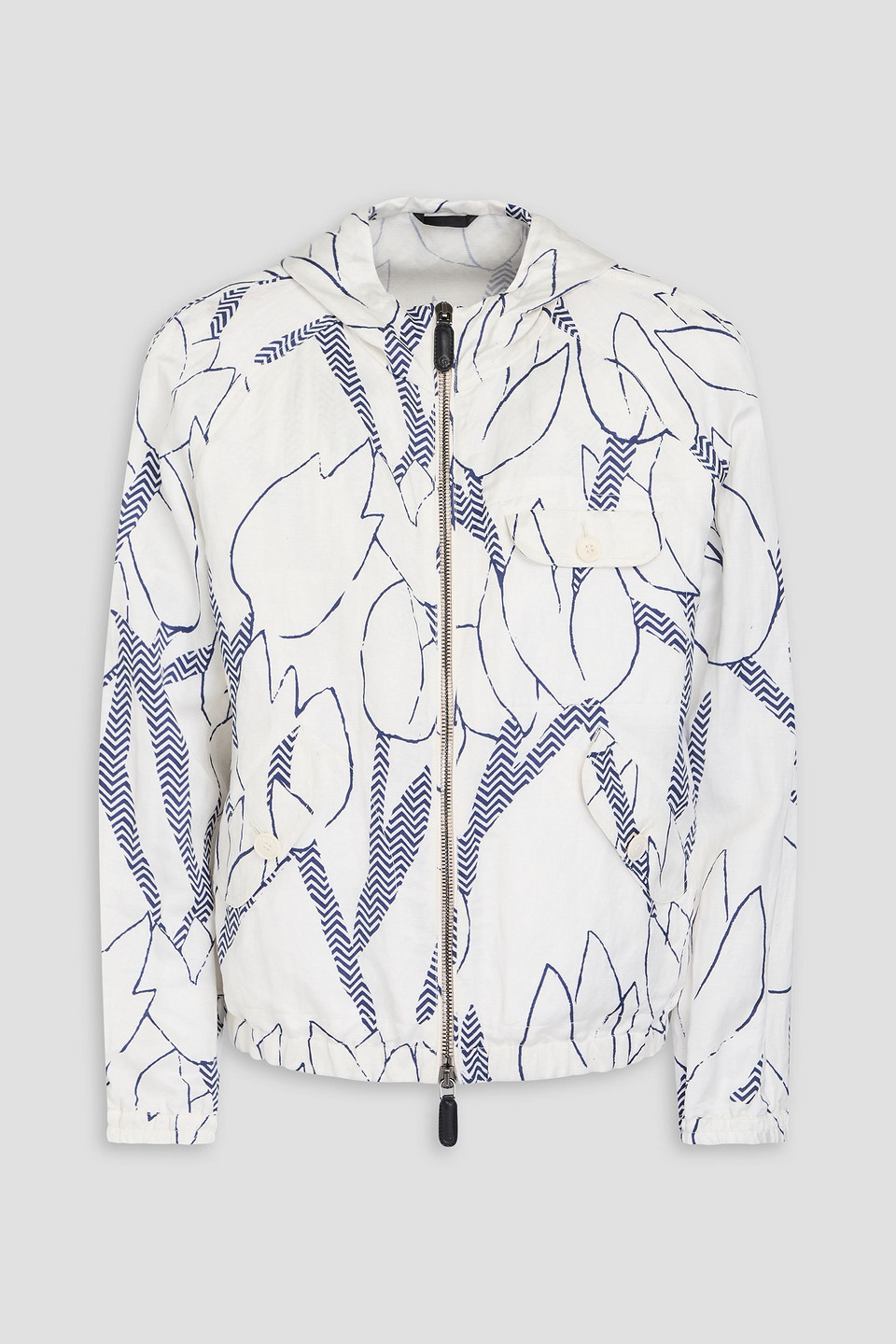 GIORGIO ARMANI PRINTED SATIN-JACQUARD HOODED JACKET