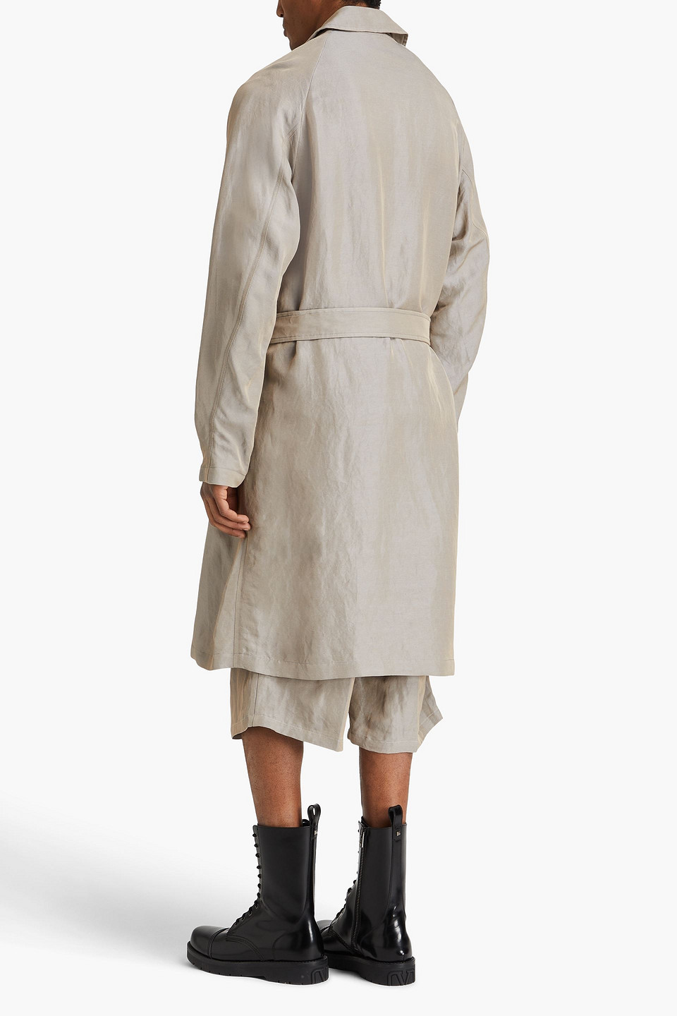 GIORGIO ARMANI BELTED LINEN-BLEND TWILL TRENCH COAT