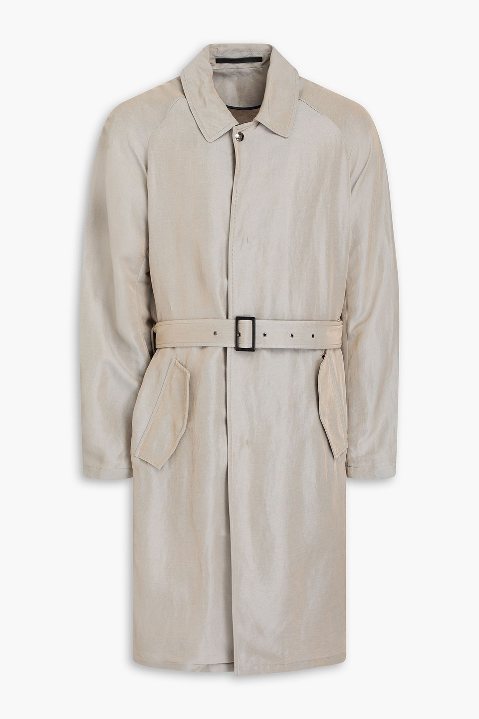 GIORGIO ARMANI BELTED LINEN-BLEND TWILL TRENCH COAT