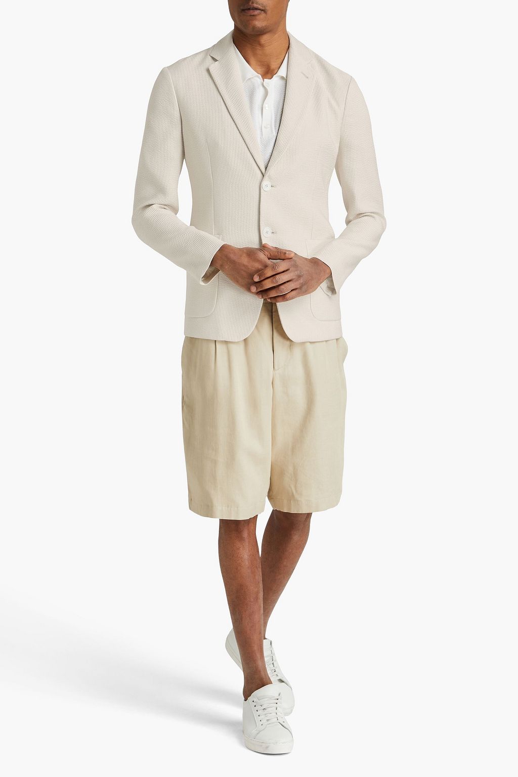 GIORGIO ARMANI Ribbed silk-blend satin-twill blazer