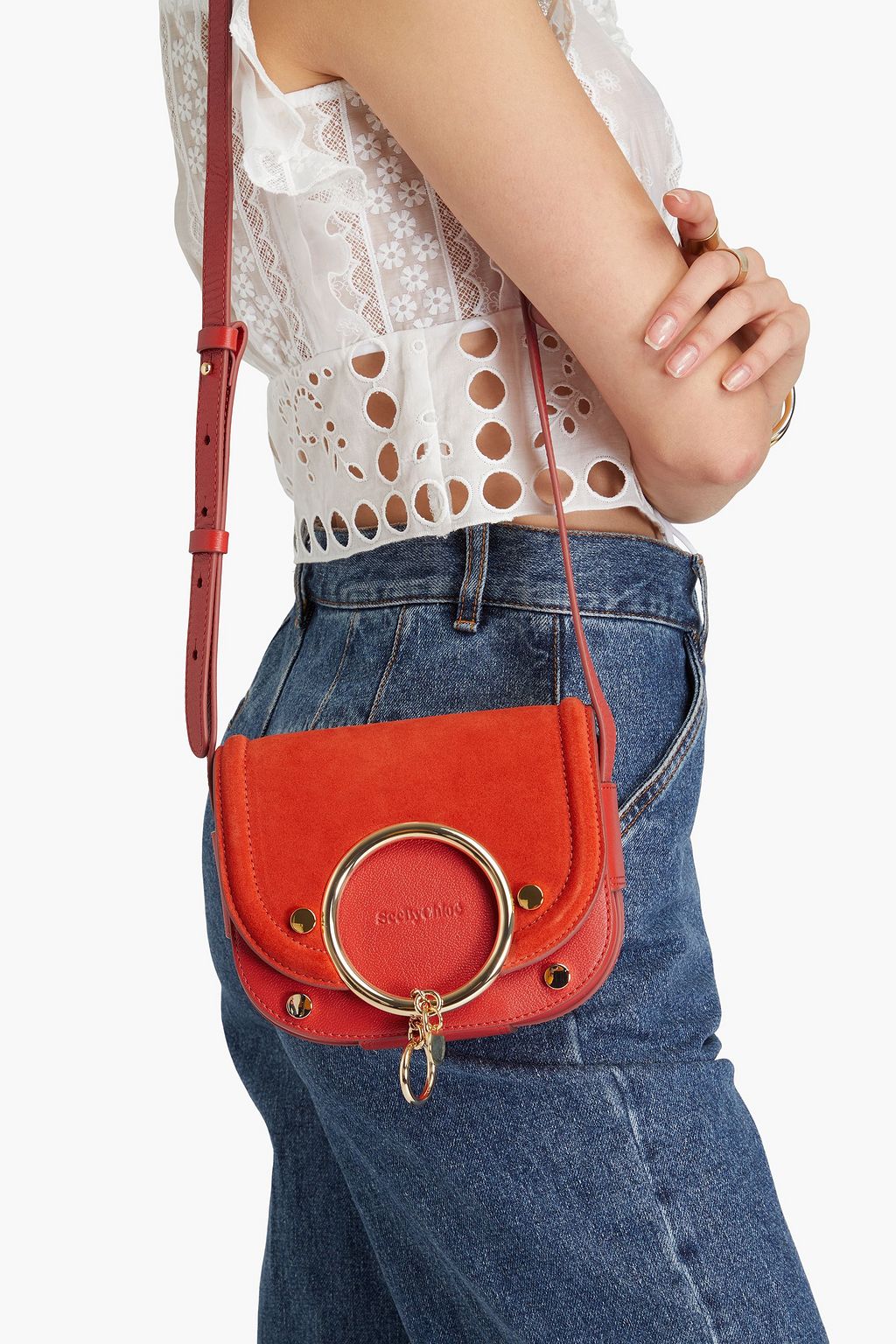 SEE BY CHLOÉ Hana suede and pebbled-leather cross-body bag