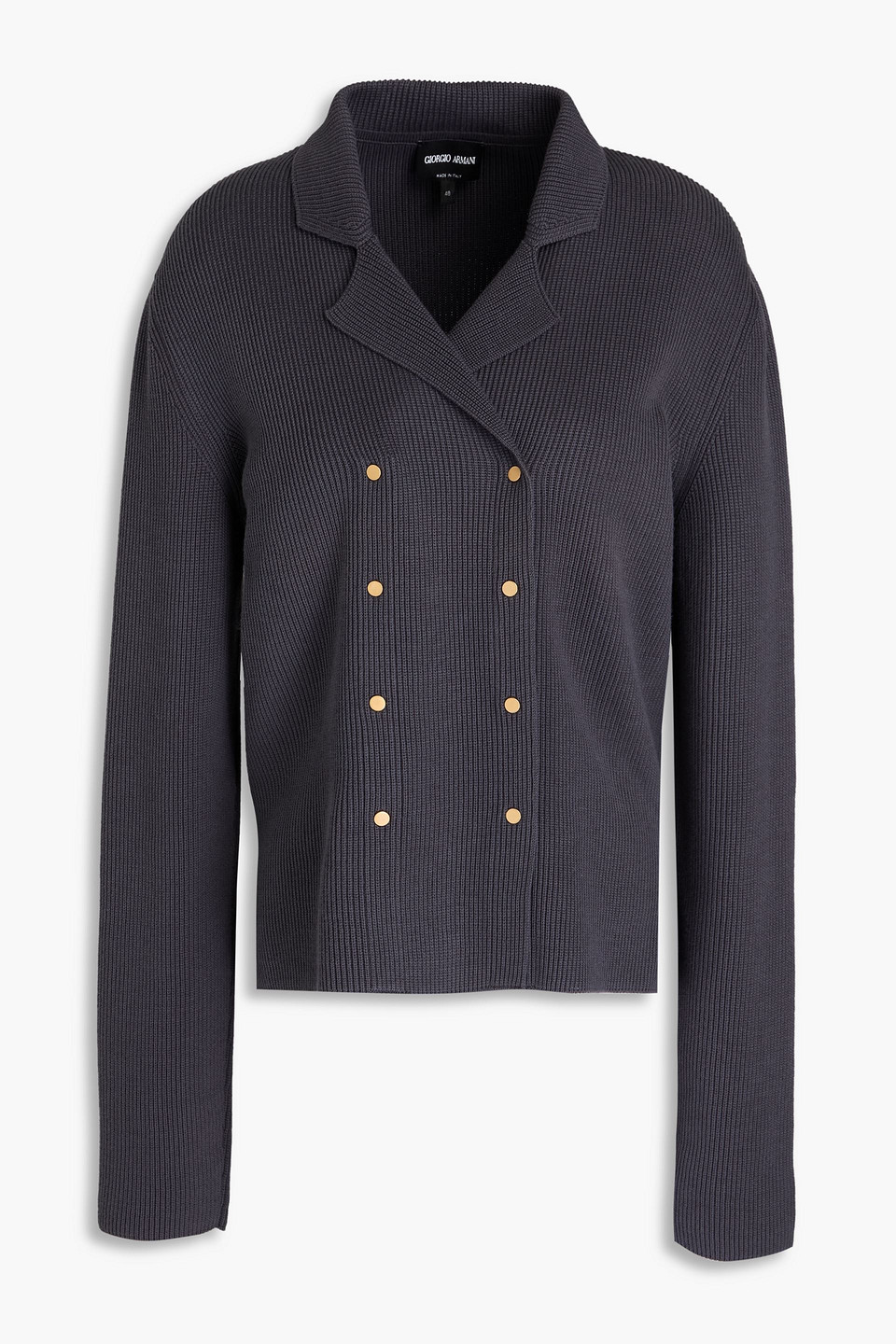 Giorgio Armani Gerippter Cardigan Aus Einer Baumwoll-kaschmirmischung In Dunkelgrau