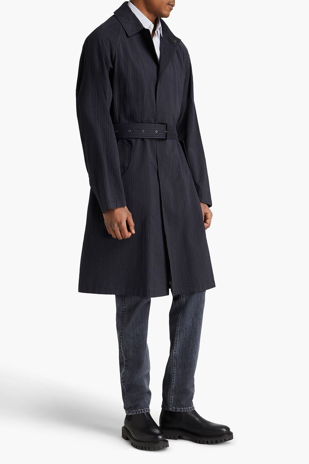 GIORGIO ARMANI コットン混タフタ トレンチコート ベルト付き