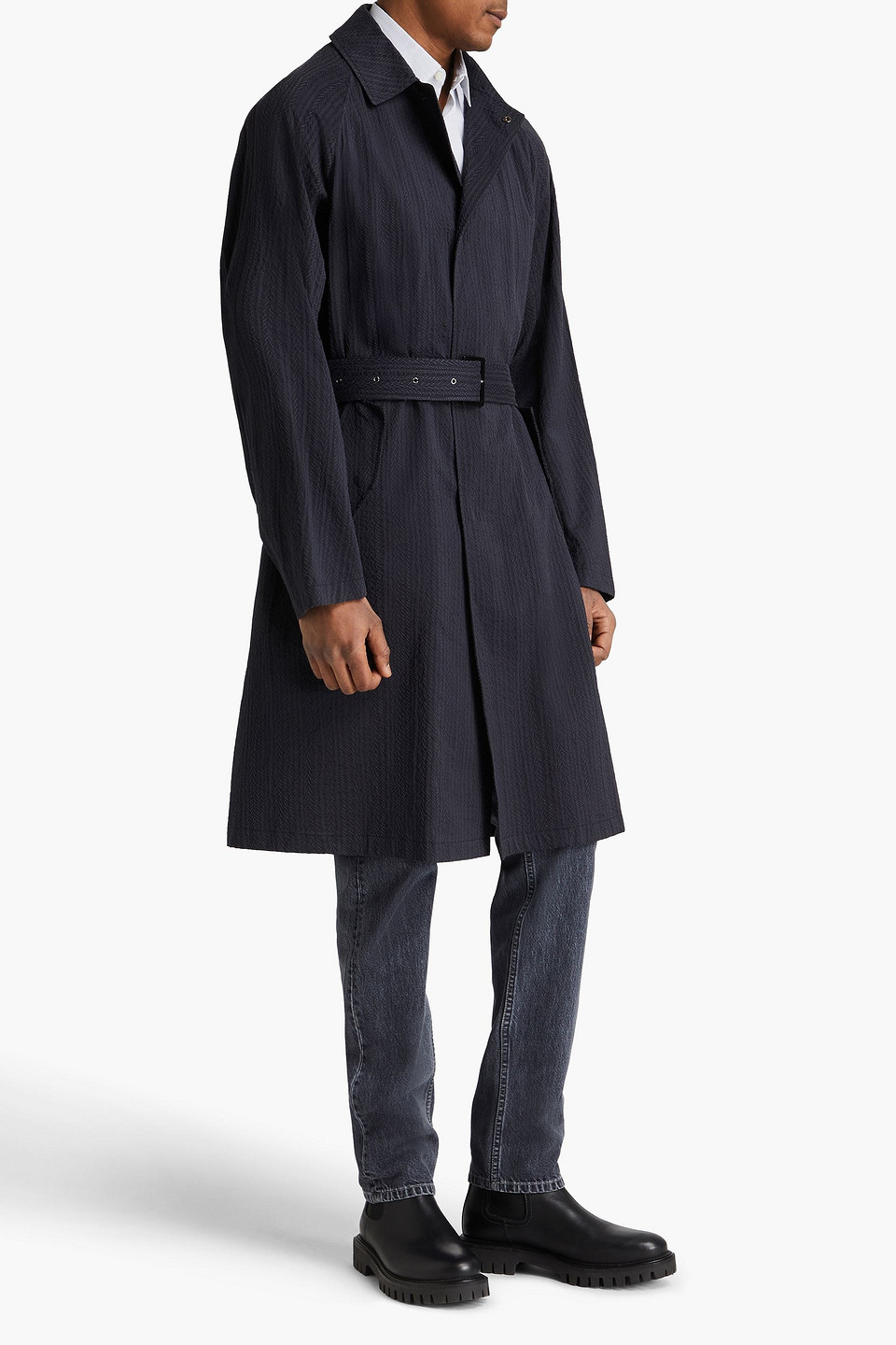 GIORGIO ARMANI BELTED COTTON-BLEND TAFFETA TRENCH COAT