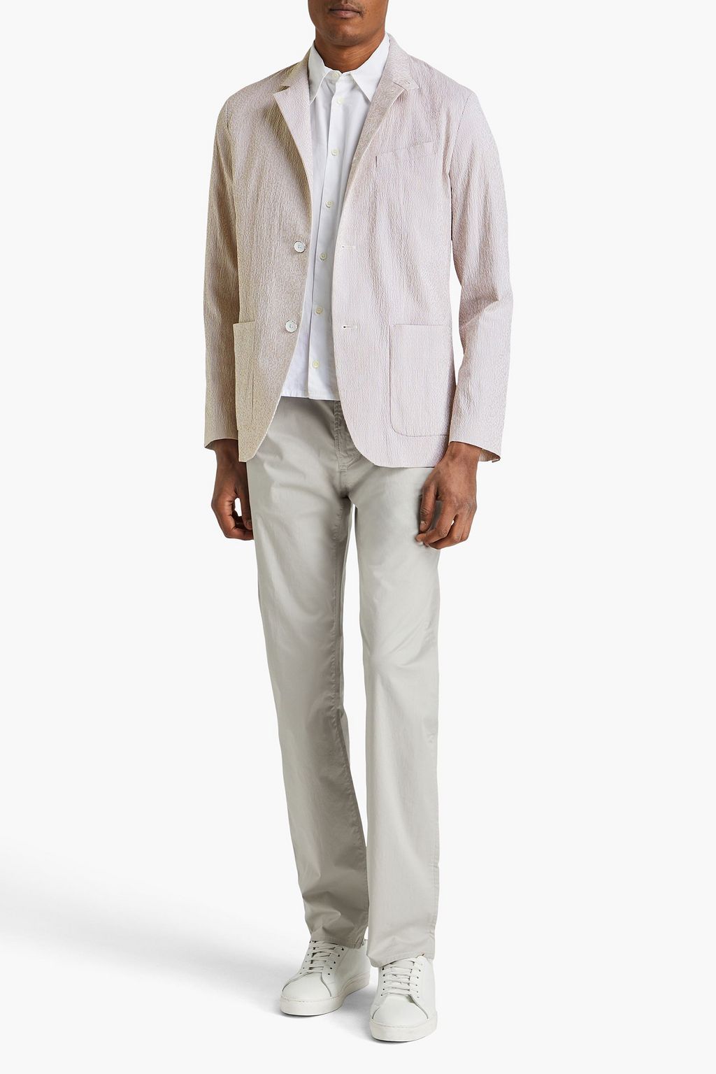 RAG & BONE بليزر "ليندن" من نسيج سيرساكر المصنوع من مزيج من القطن