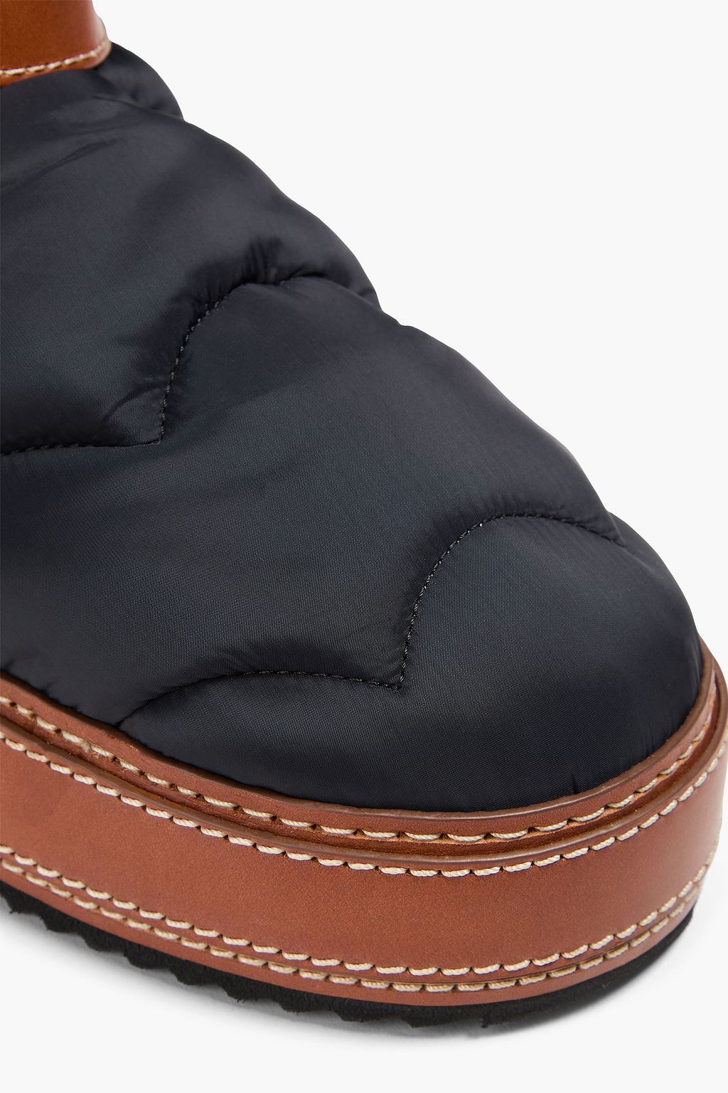 CHLOÉ Quilted shell and leather snow boots