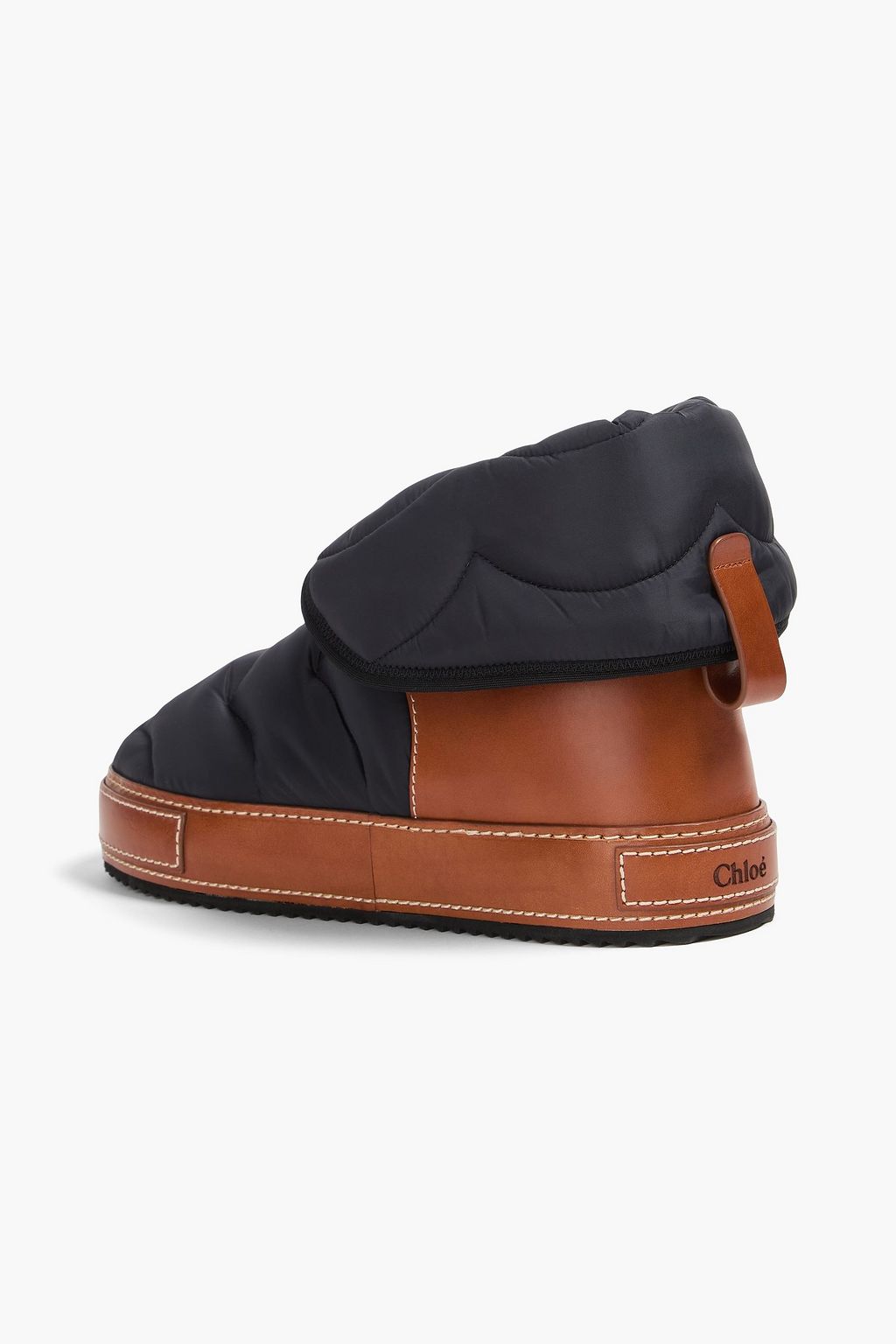 CHLOÉ Quilted shell and leather snow boots