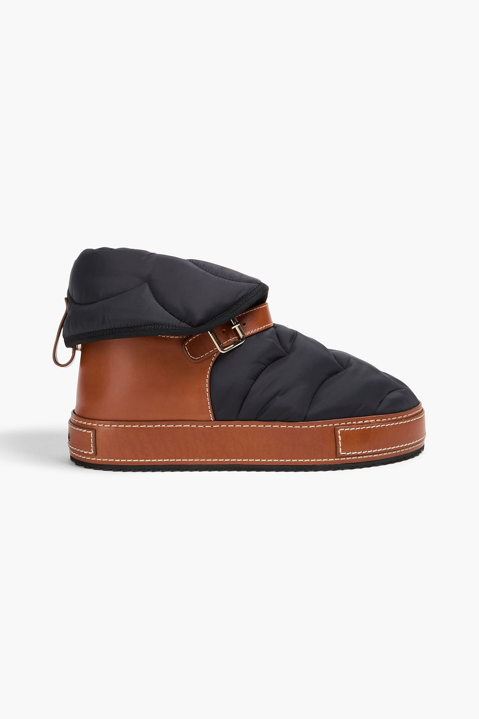 Chloé Schneestiefel Aus Leder Und Gstepptem Shell In Schwarz
