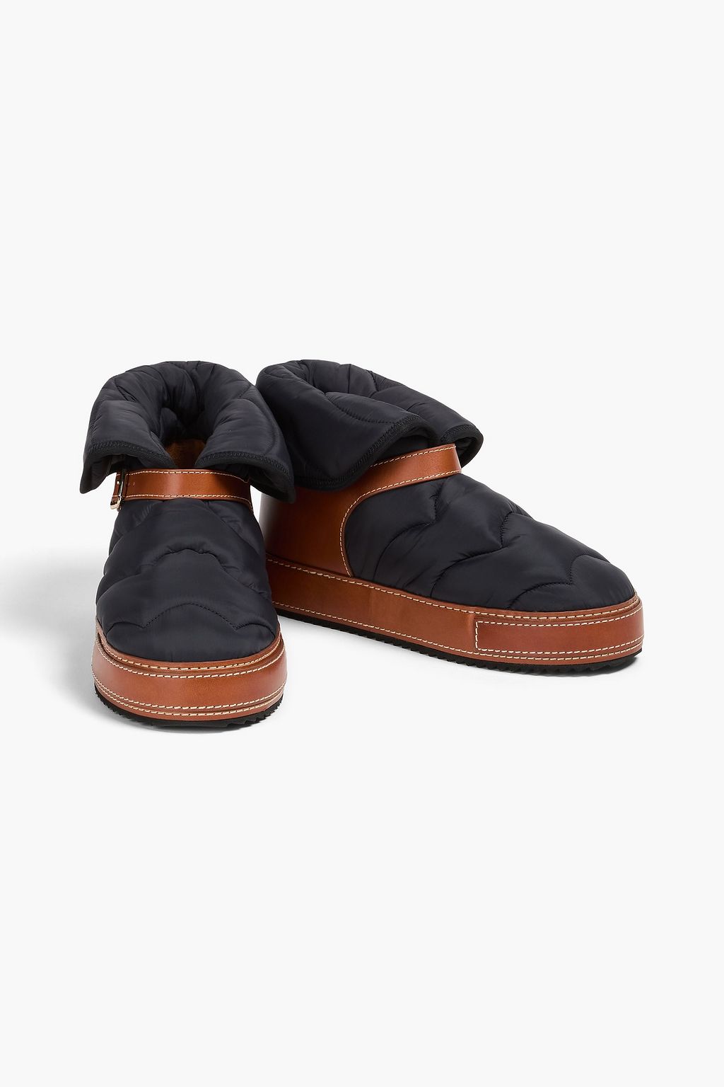 CHLOÉ Quilted shell and leather snow boots