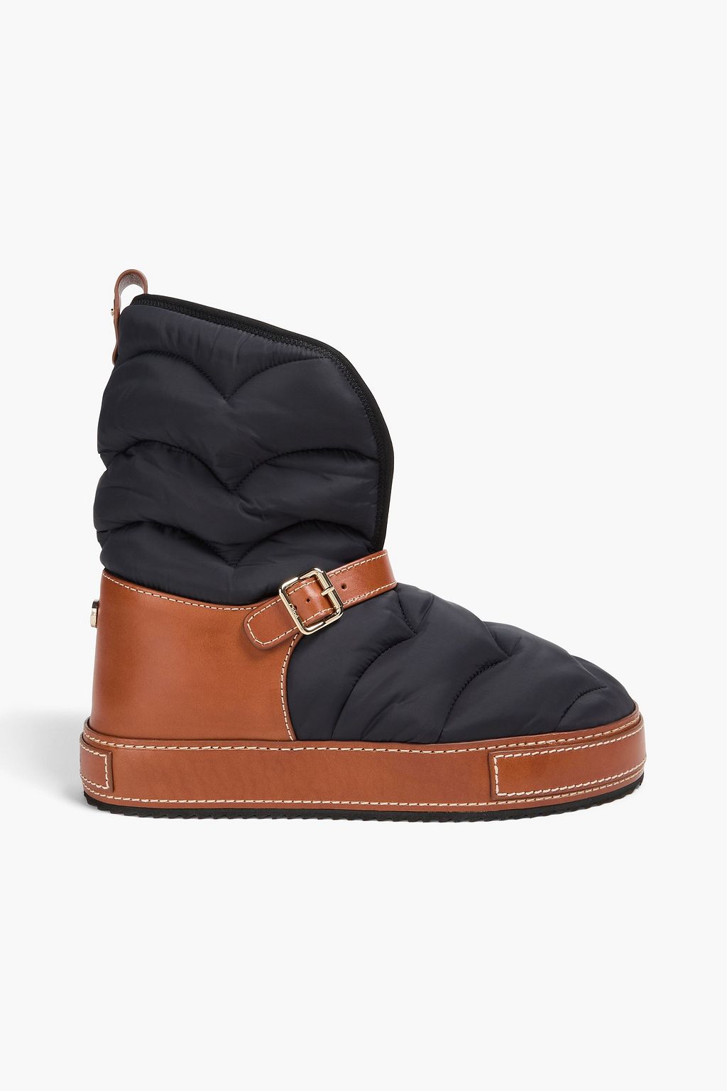 CHLOÉ Quilted shell and leather snow boots