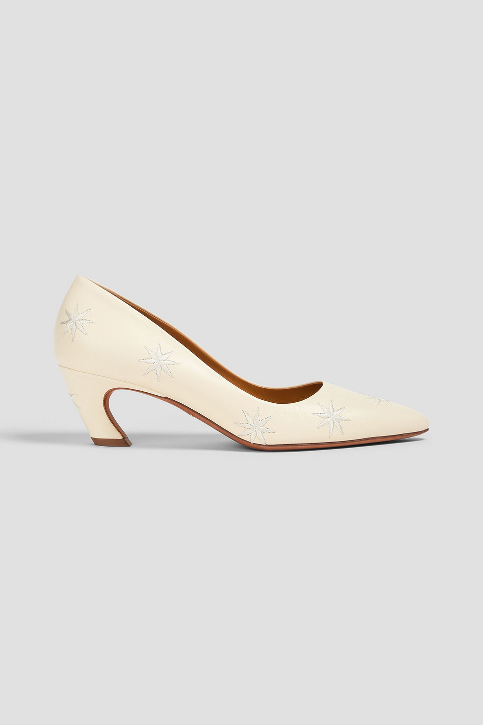 Chloé Pumps Aus Leder Mit Stickereien In Creme