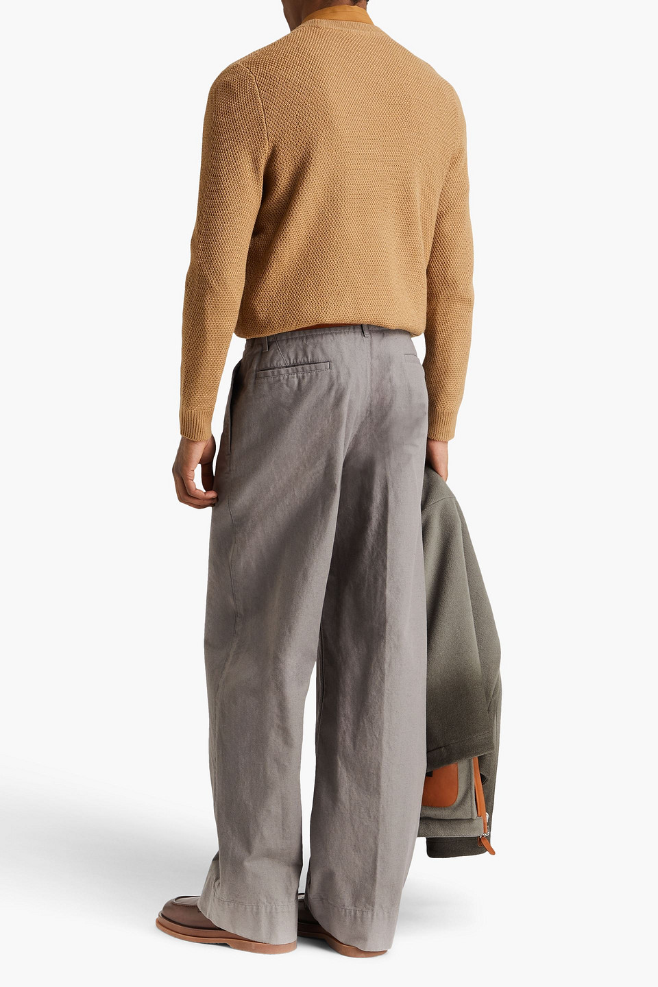 GIORGIO ARMANI COTTON AND LINEN-BLEND TWILL PANTS