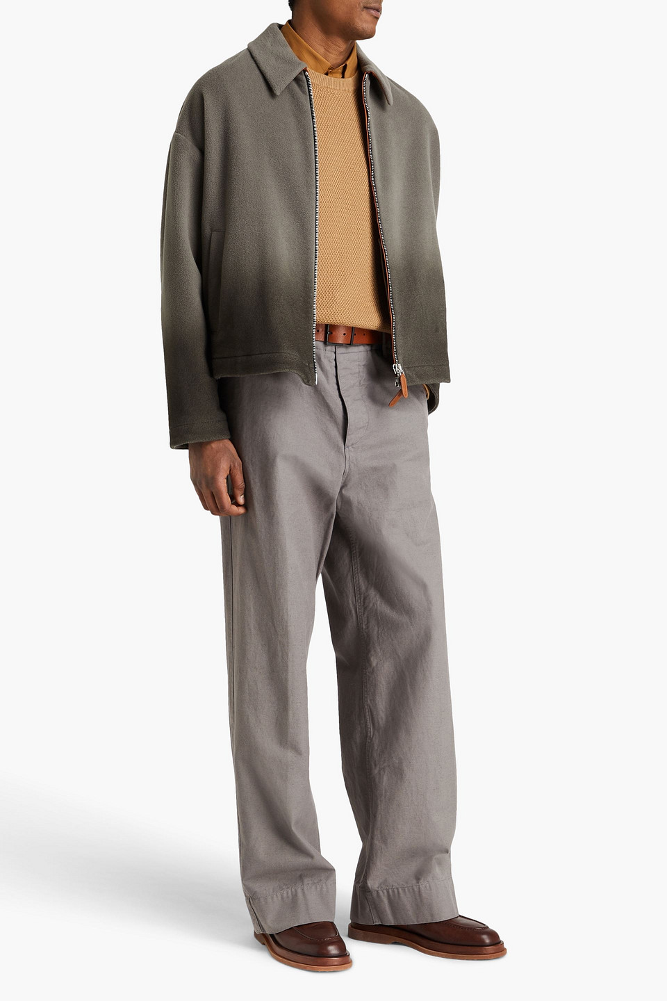 GIORGIO ARMANI COTTON AND LINEN-BLEND TWILL PANTS