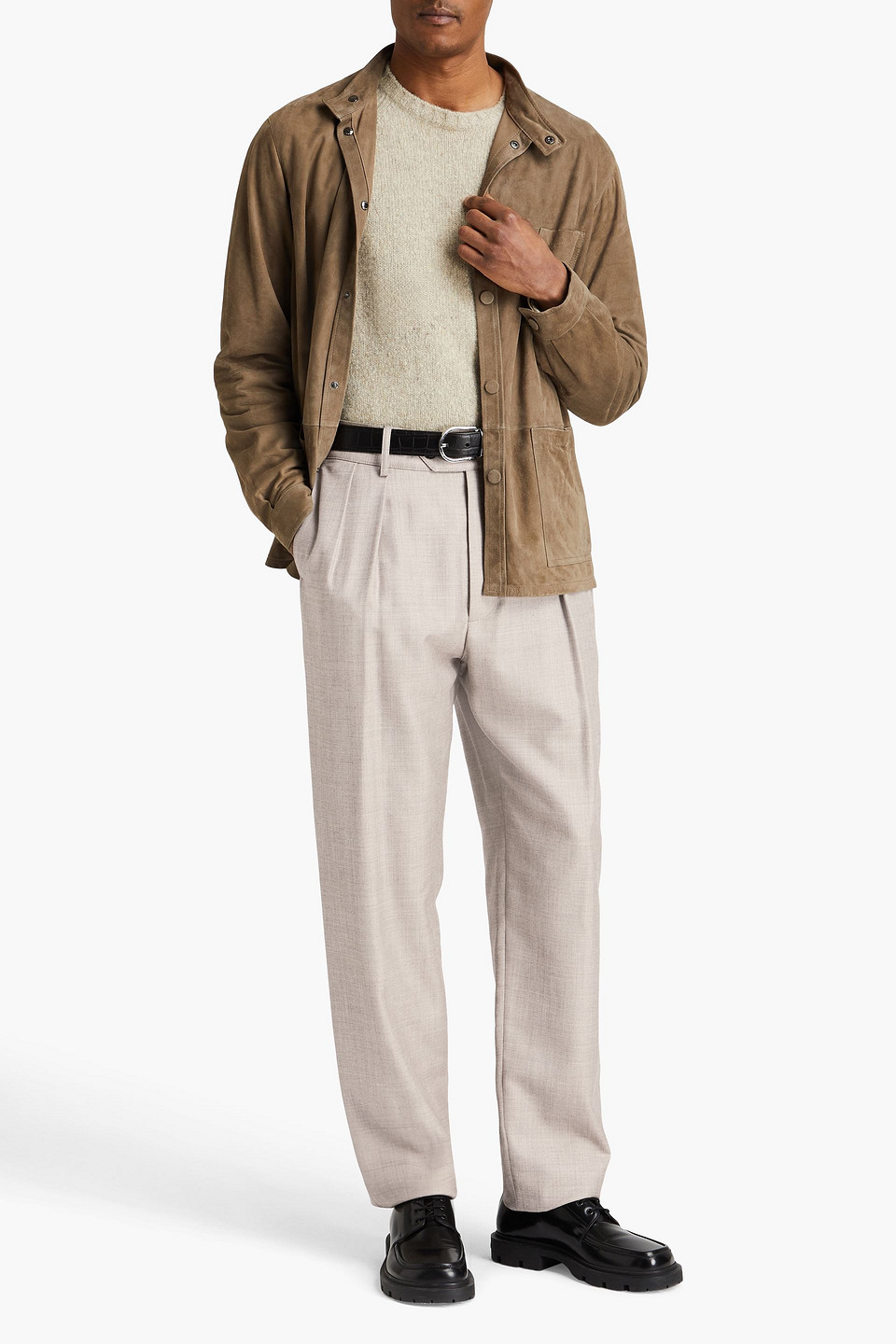 GIORGIO ARMANI WOOL, SILK AND LINEN-BLEND PANTS
