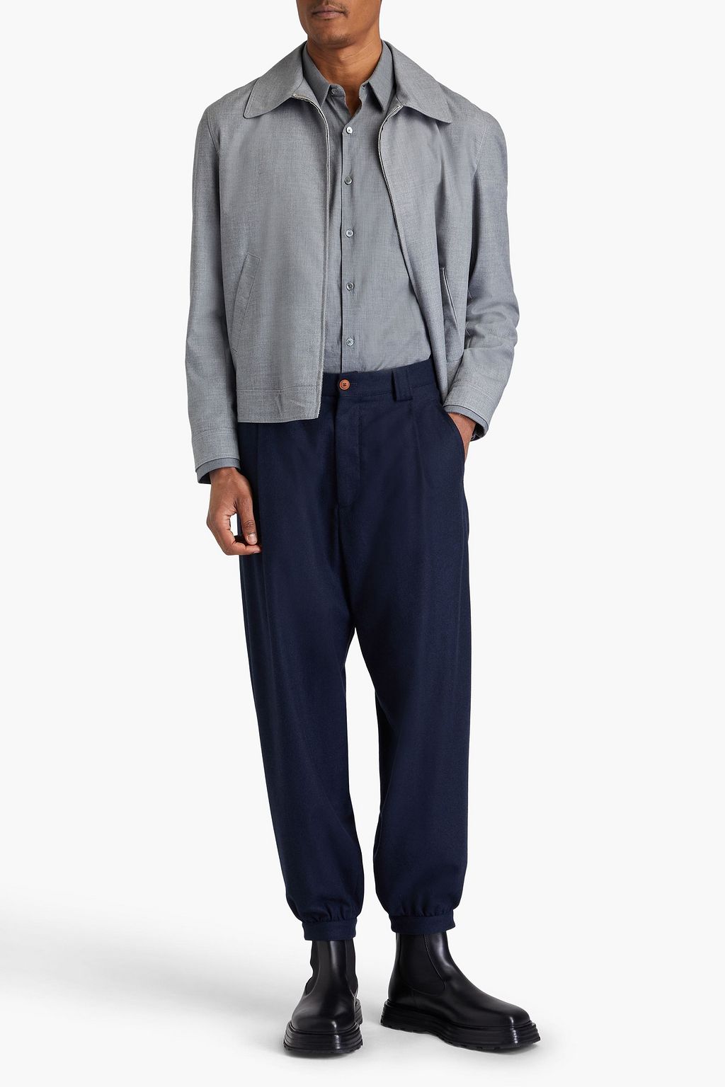 GIORGIO ARMANI Karottenhose aus Flanell aus einer Kaschmir-Wollmischung