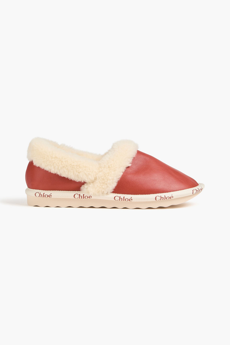 Chloé Woody Slippers Aus Shearling In Nudefarben
