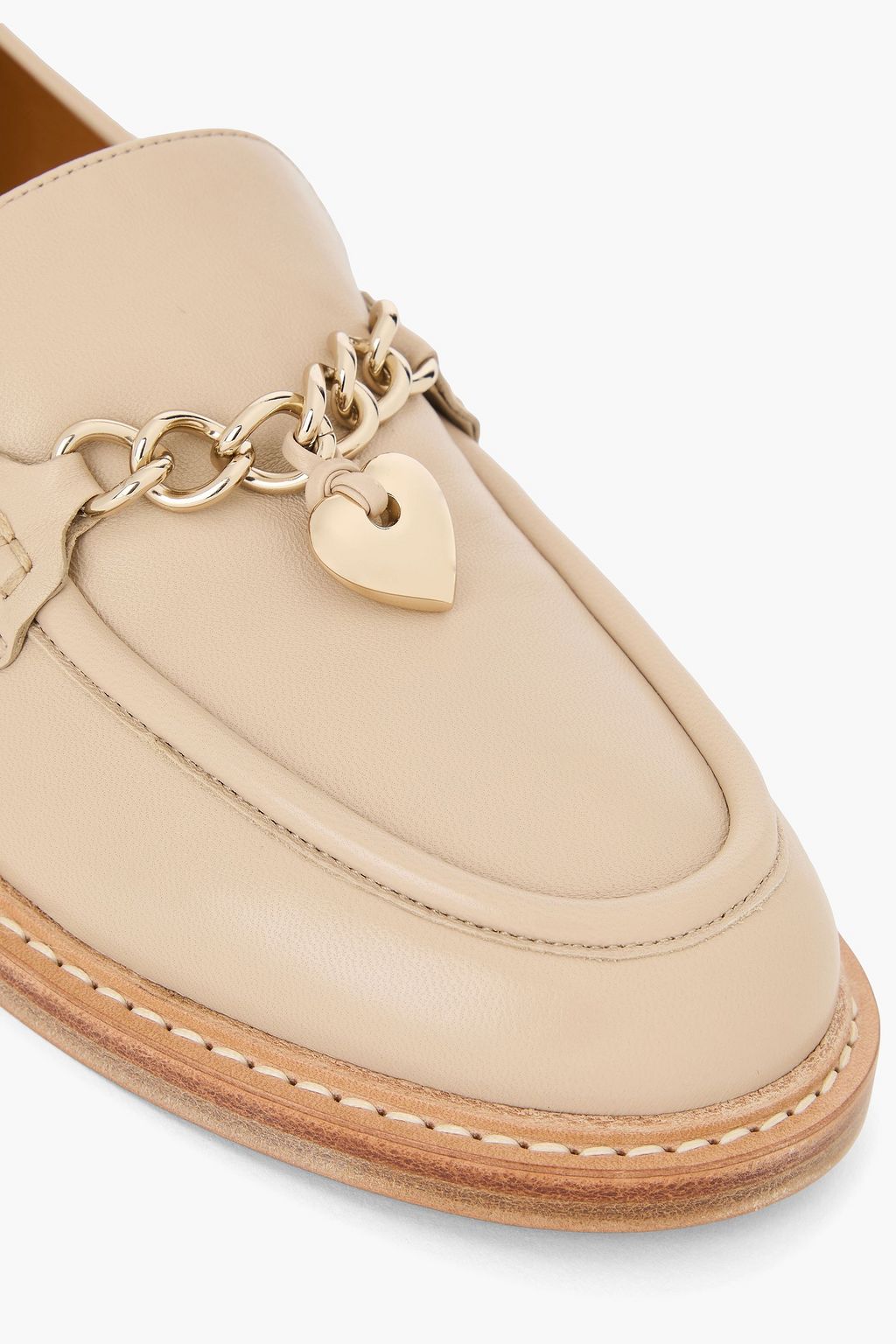 CHLOÉ Chain-embellished pebbled-leather loafers