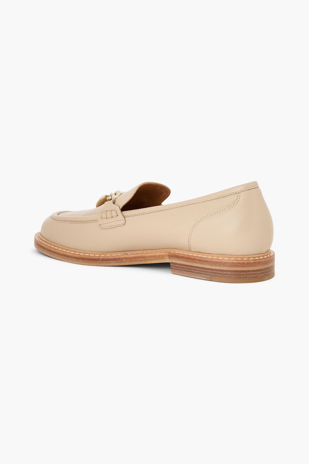 CHLOÉ Chain-embellished pebbled-leather loafers