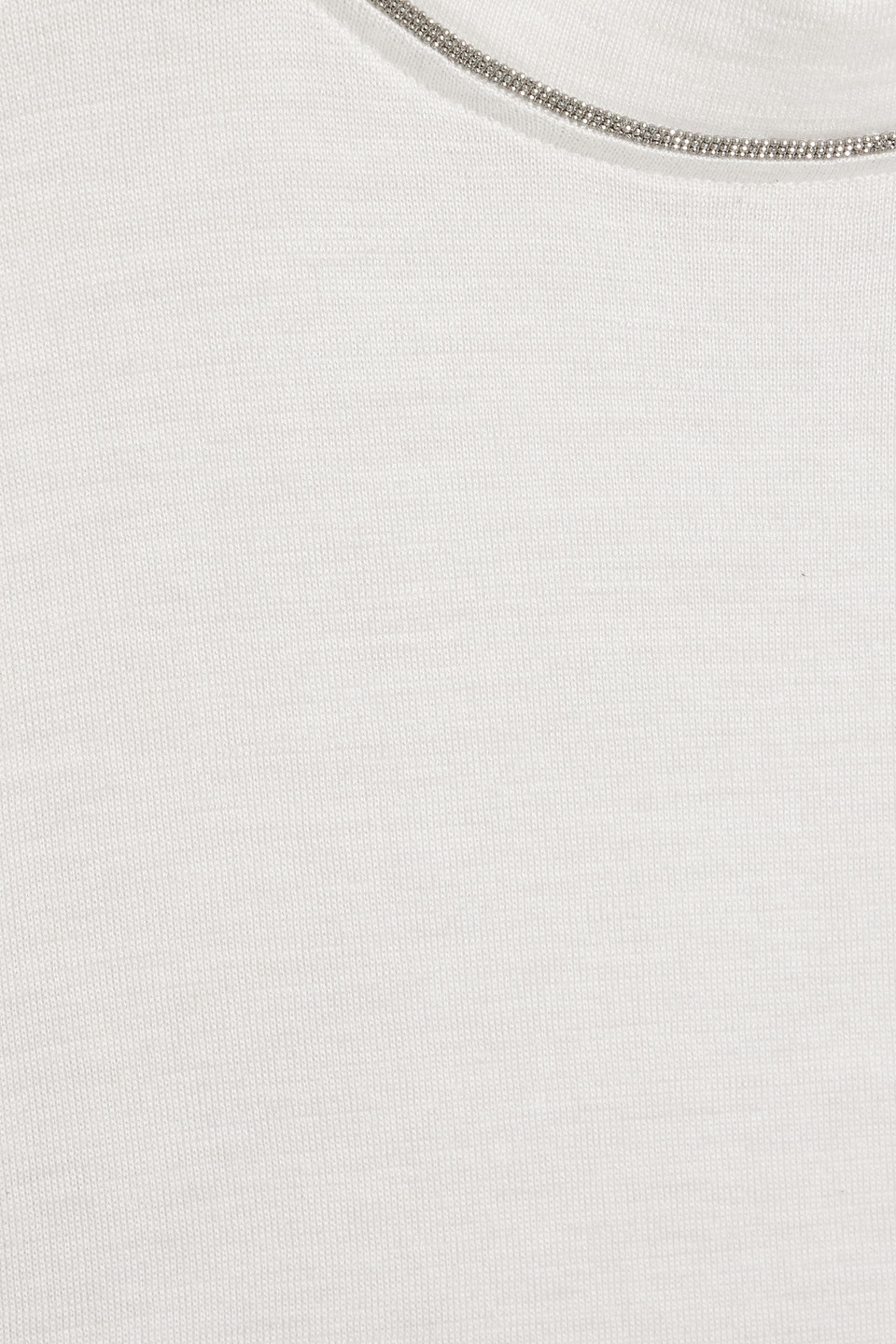 Brunello Cucinelli Bead-embellished Cashmere And Silk-blend Top In Light Gray