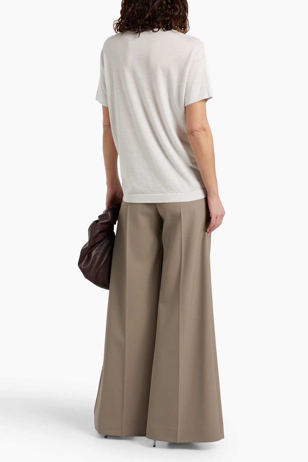 BRUNELLO CUCINELLI Bead-embellished cashmere and silk-blend top