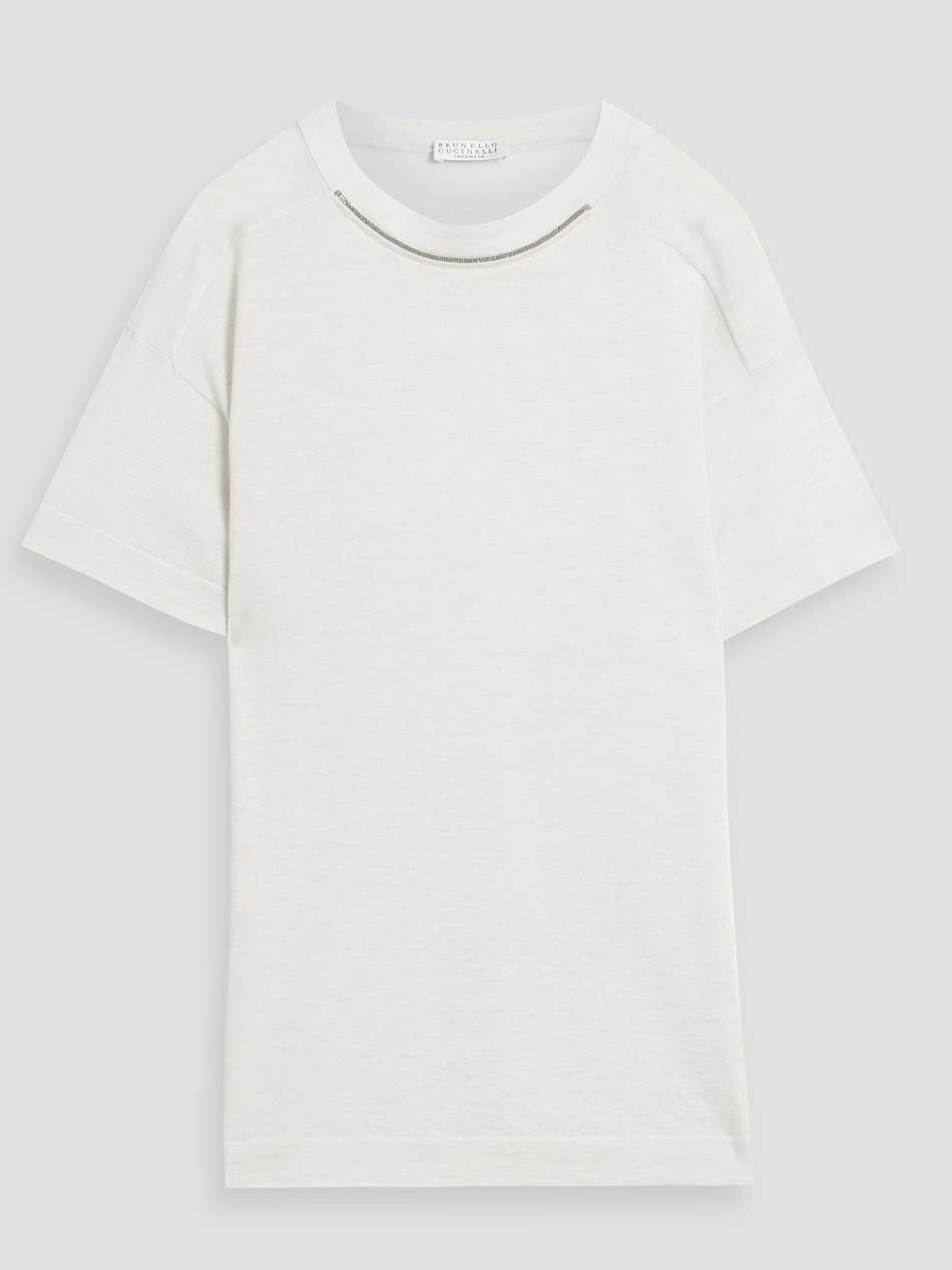 bead-embellished cashmere and silk-blend top