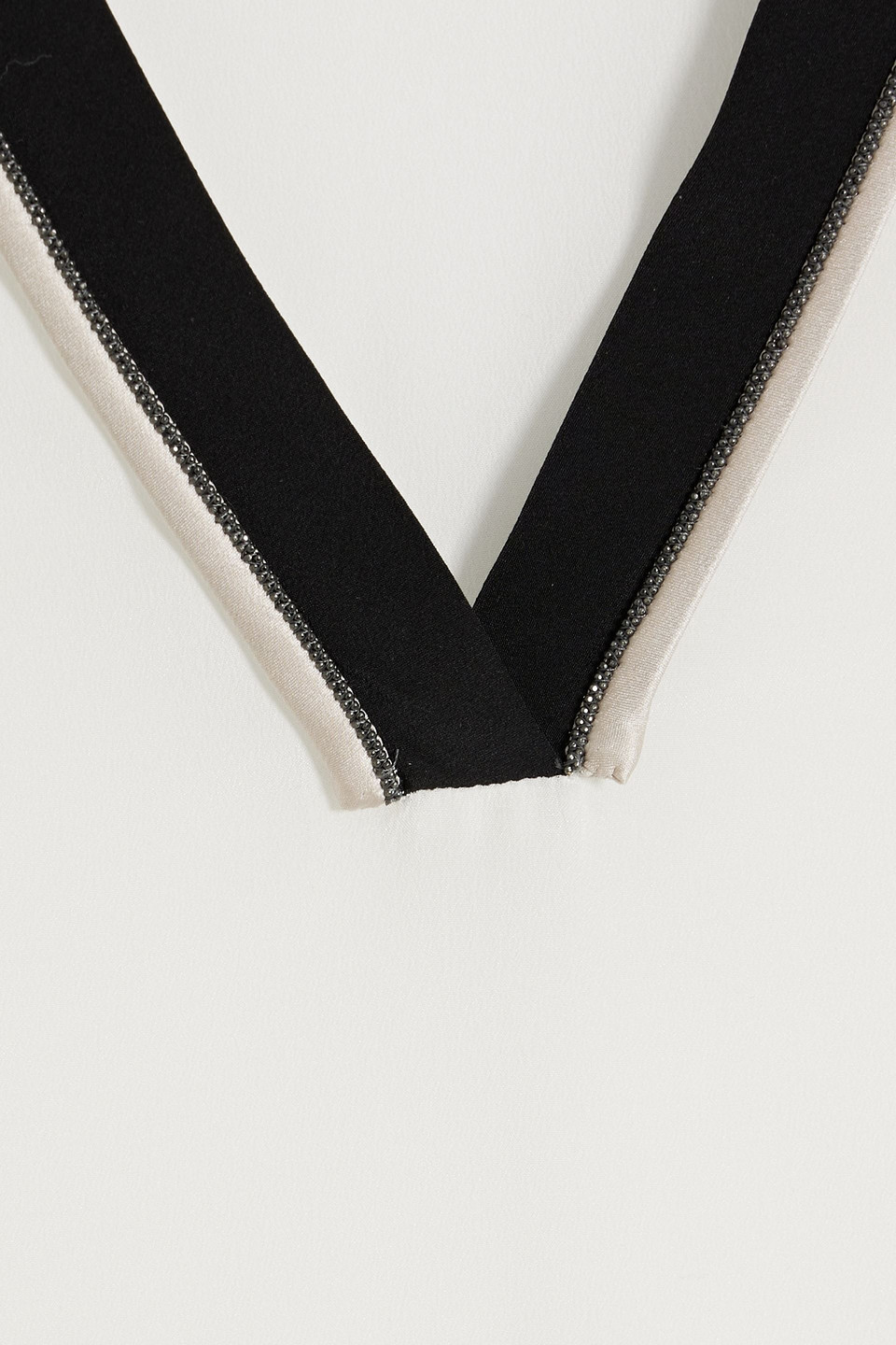 Brunello Cucinelli Bead-embellished Silk-crepe Blouse In Off-white