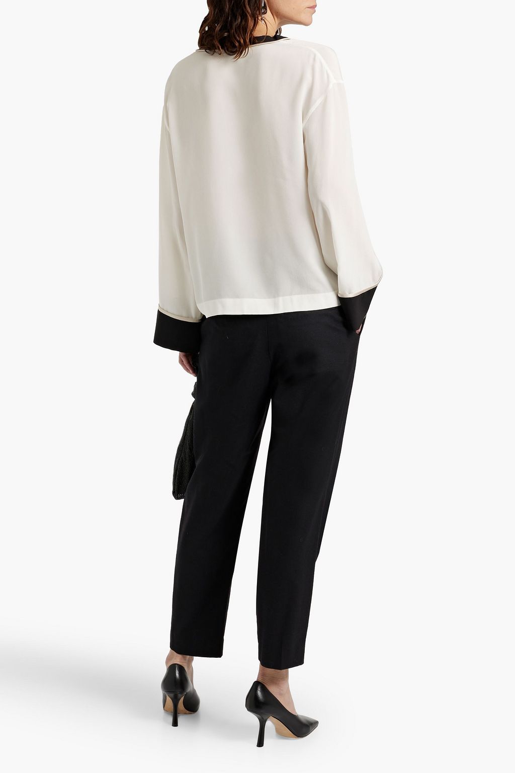 BRUNELLO CUCINELLI Bead-embellished silk-crepe blouse