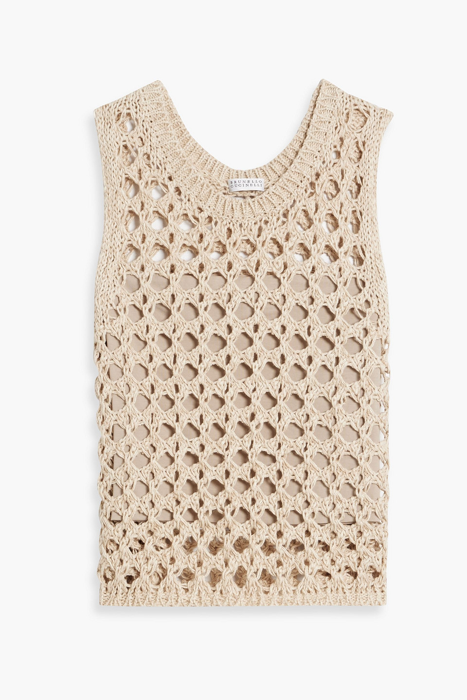 Brunello Cucinelli Crocheted Jute-blend Vest In Sand