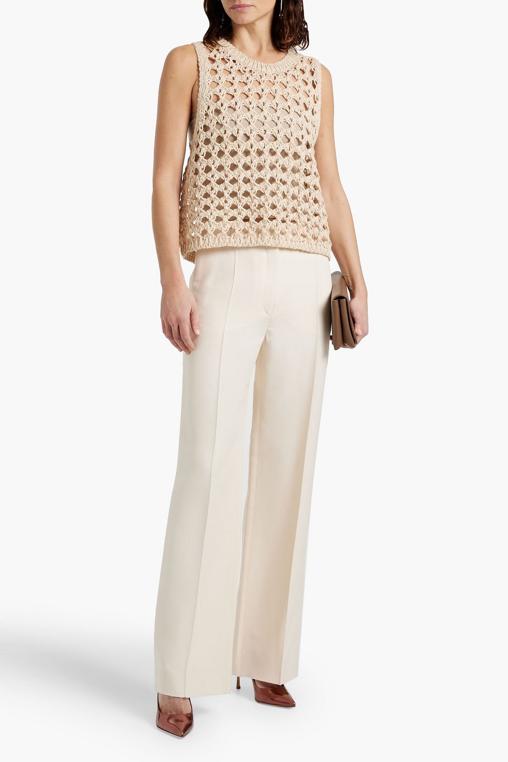 BRUNELLO CUCINELLI Crocheted jute-blend vest
