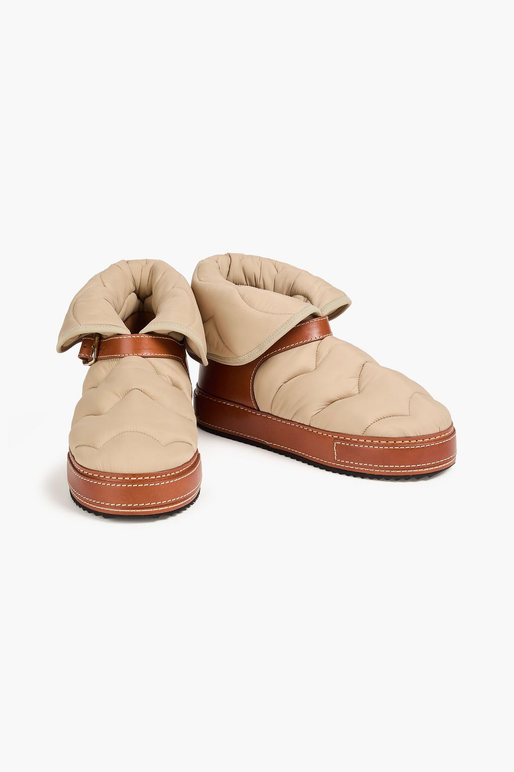 CHLOÉ Quilted shell and leather snow boots