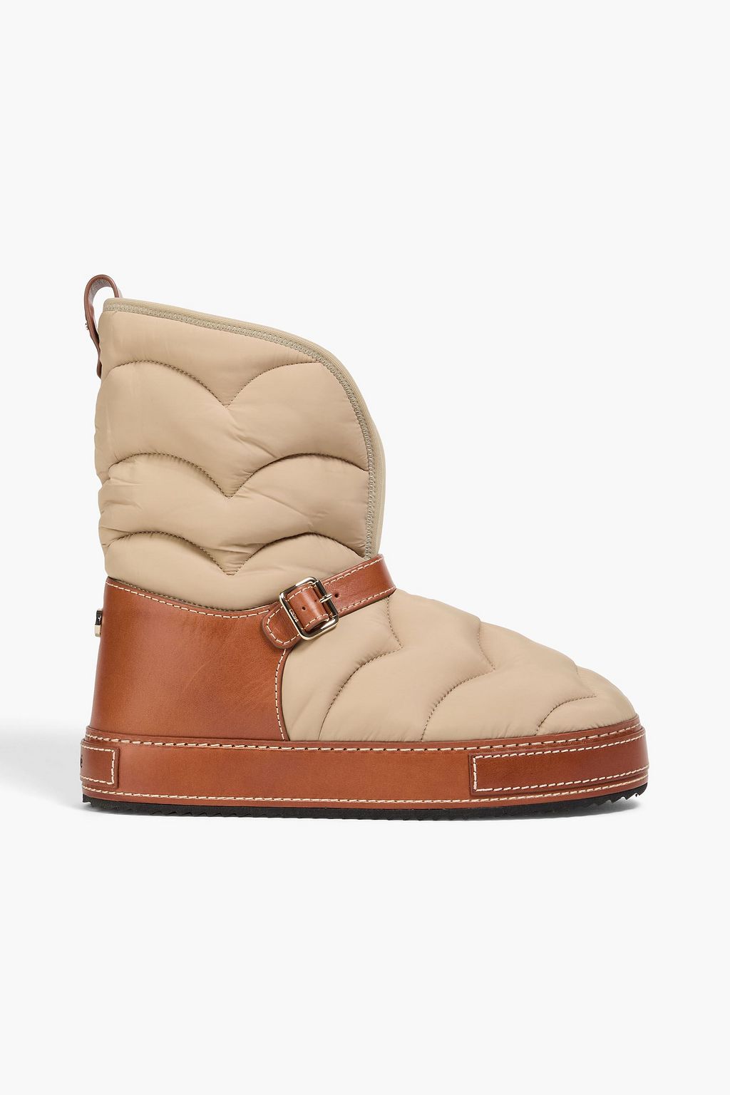 CHLOÉ Quilted shell and leather snow boots
