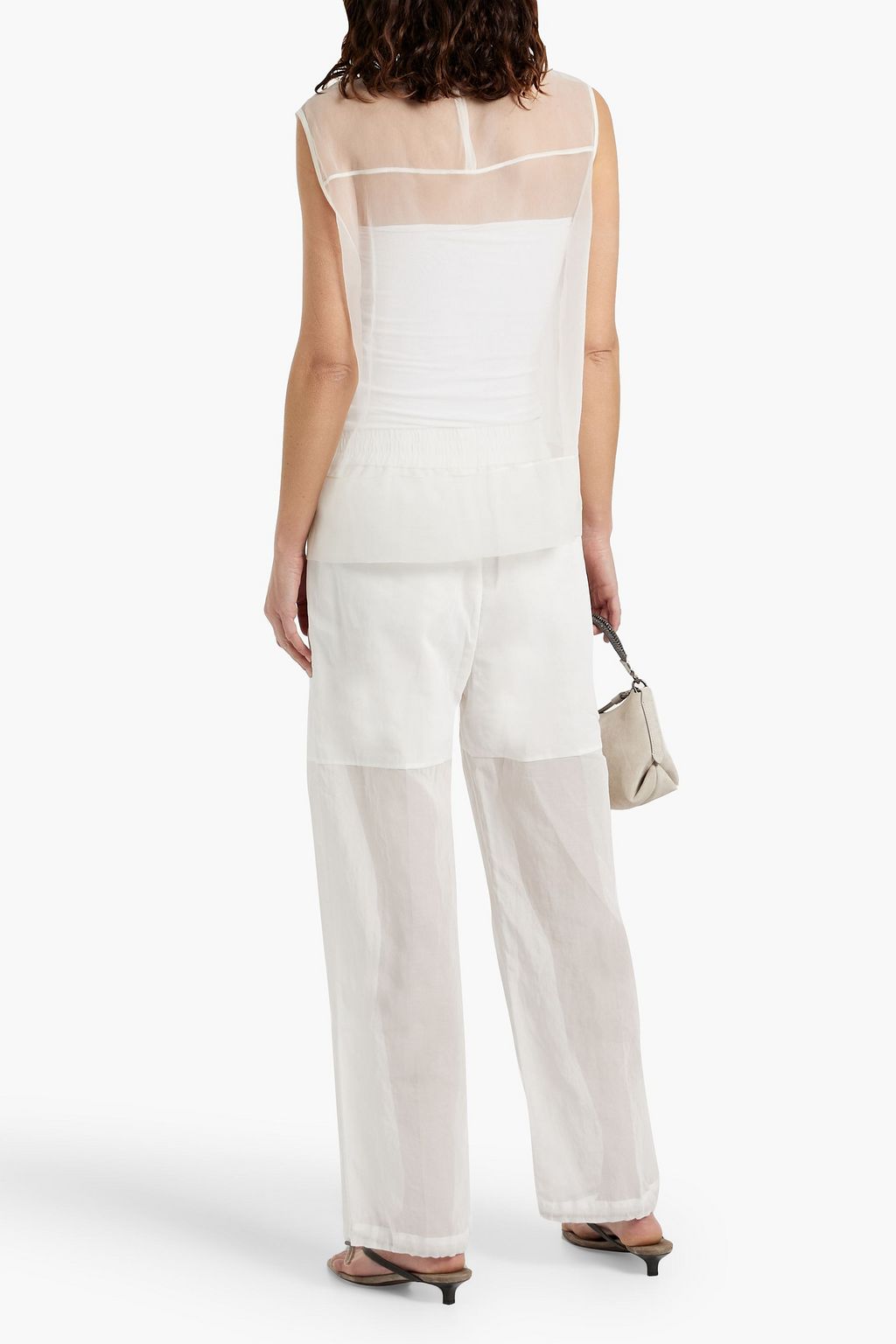 BRUNELLO CUCINELLI Bead-embellished silk-organza top
