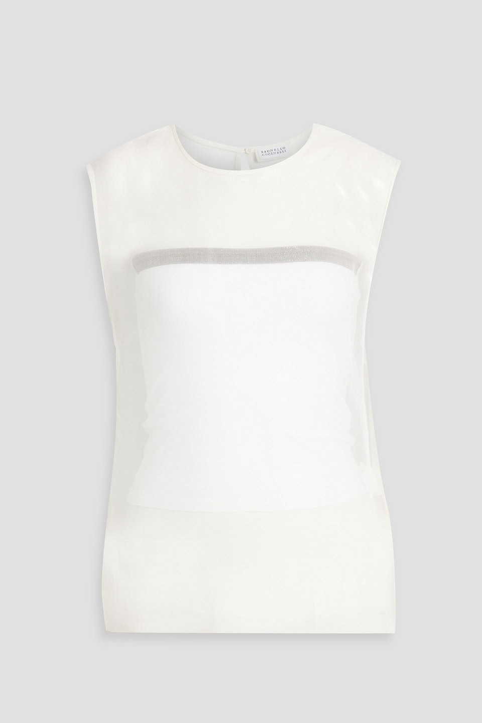 Brunello Cucinelli Bead-embellished Silk-organza Top In Ivory