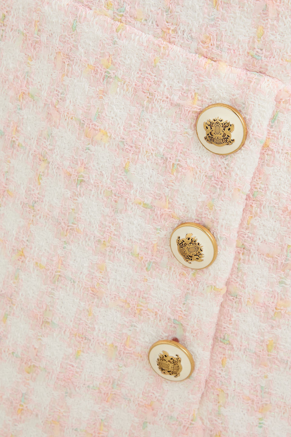 Sandro Kariertes Minikleid Aus Tweed Mit Metallic-effekt Und Cut-outs In Baby-pink