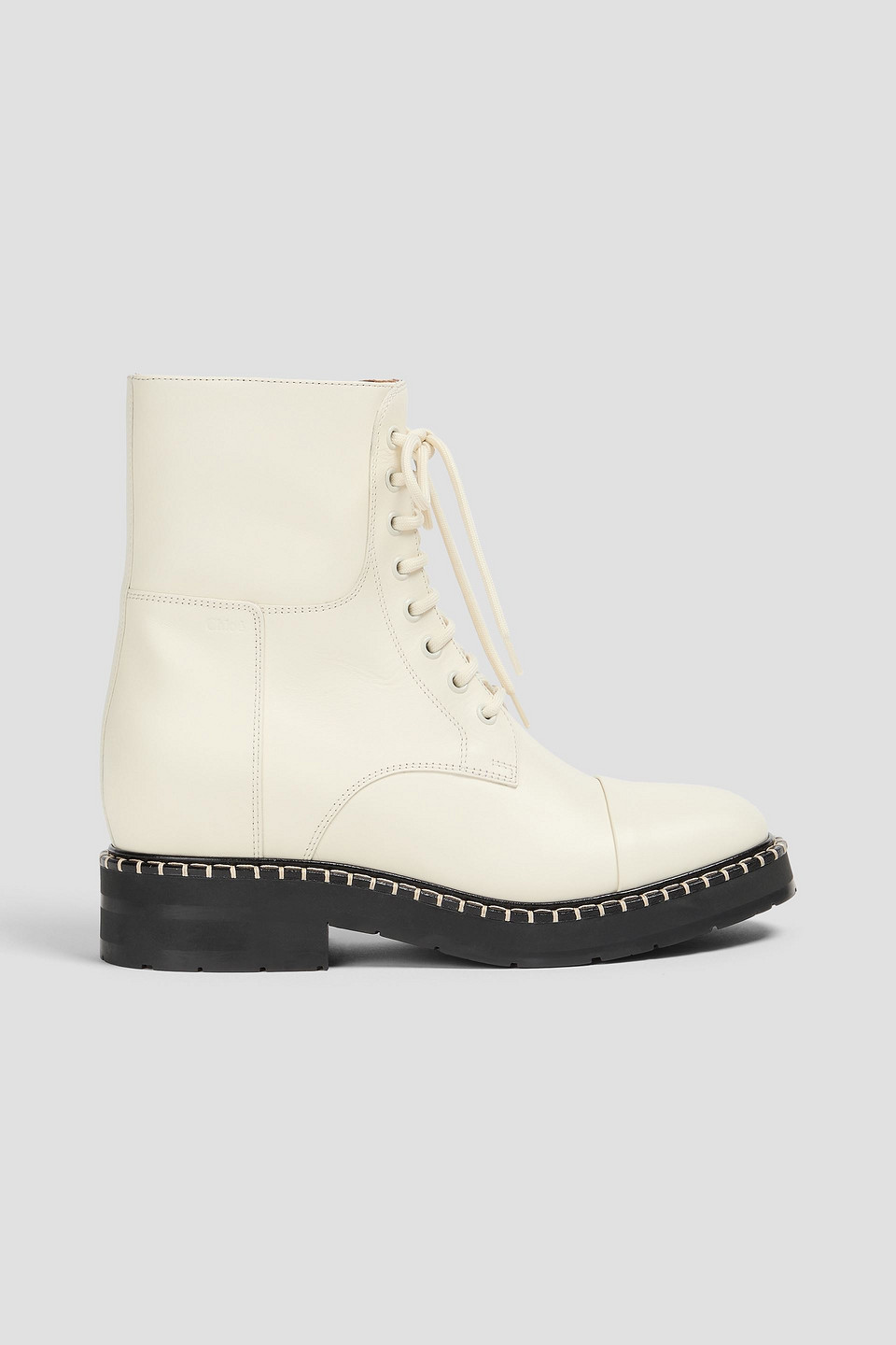 Chloé Combat Boots Aus Leder In Creme