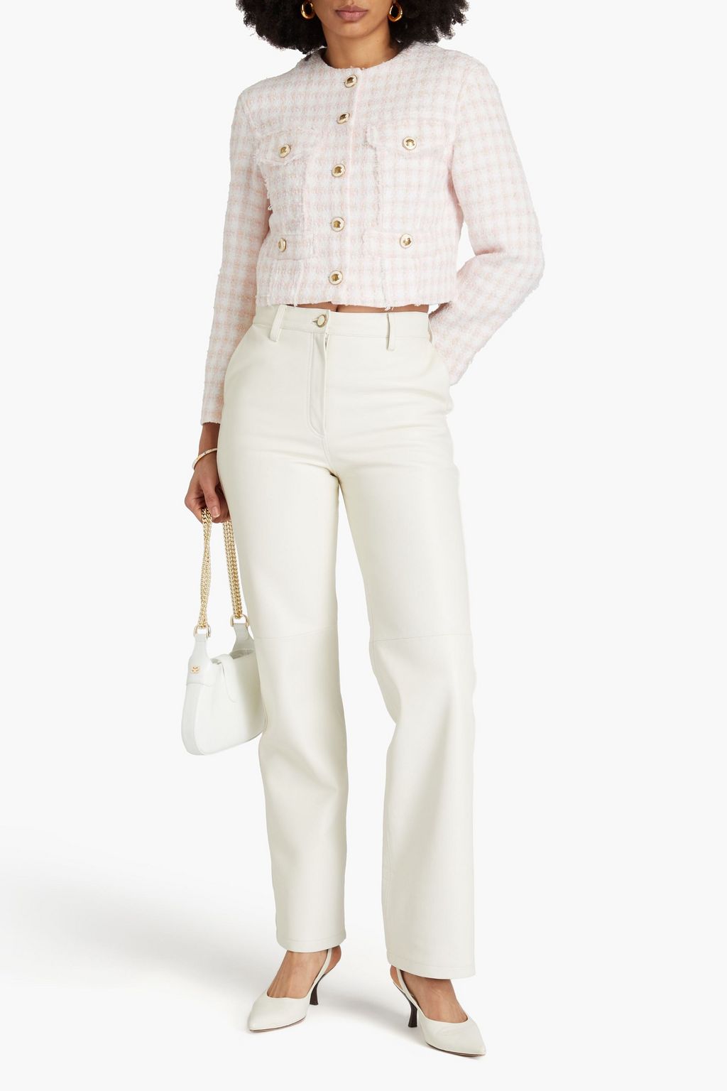 SANDRO Frayed metallic tweed jacket