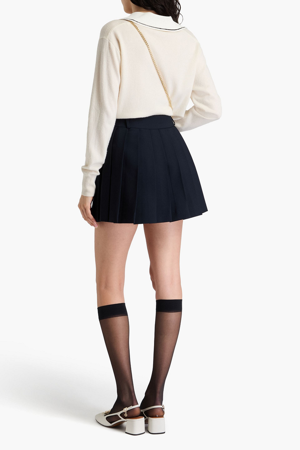 Sandro Mini-wickelrock Aus Twill Mit Falten In Marineblau