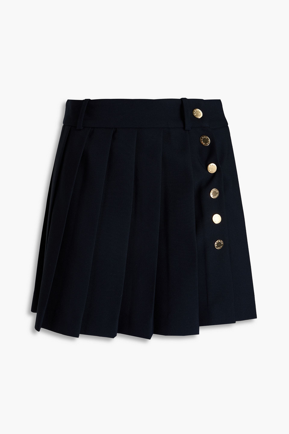 Sandro Mini-wickelrock Aus Twill Mit Falten In Marineblau
