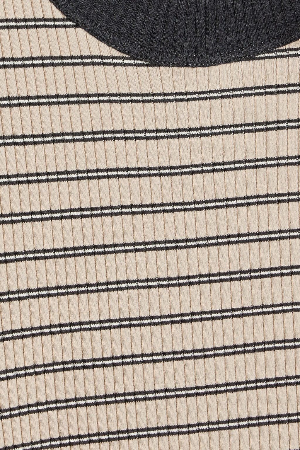 BRUNELLO CUCINELLI Bead-embellished striped ribbed cotton-blend top