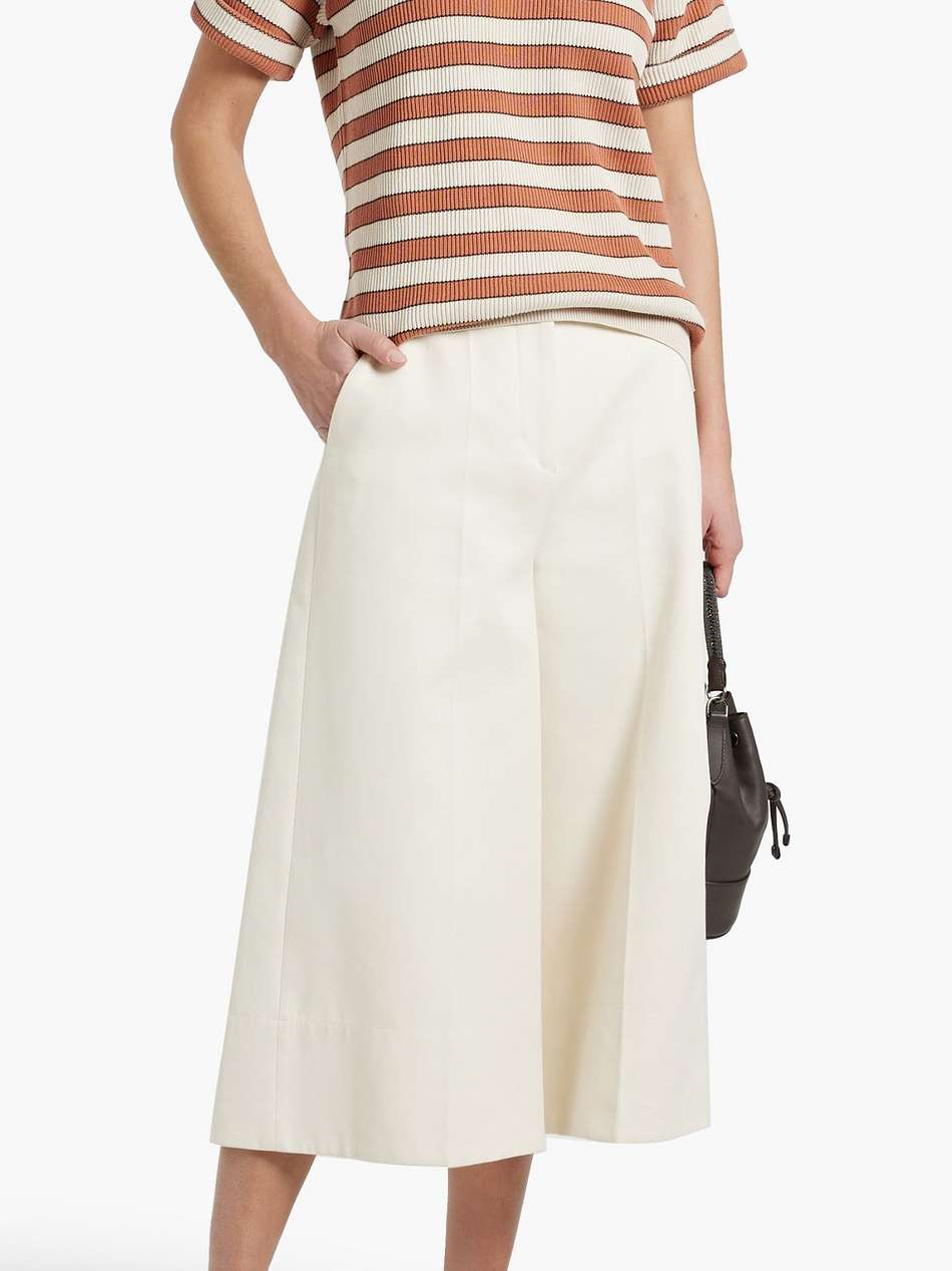 bead-embellished striped ribbed cotton top