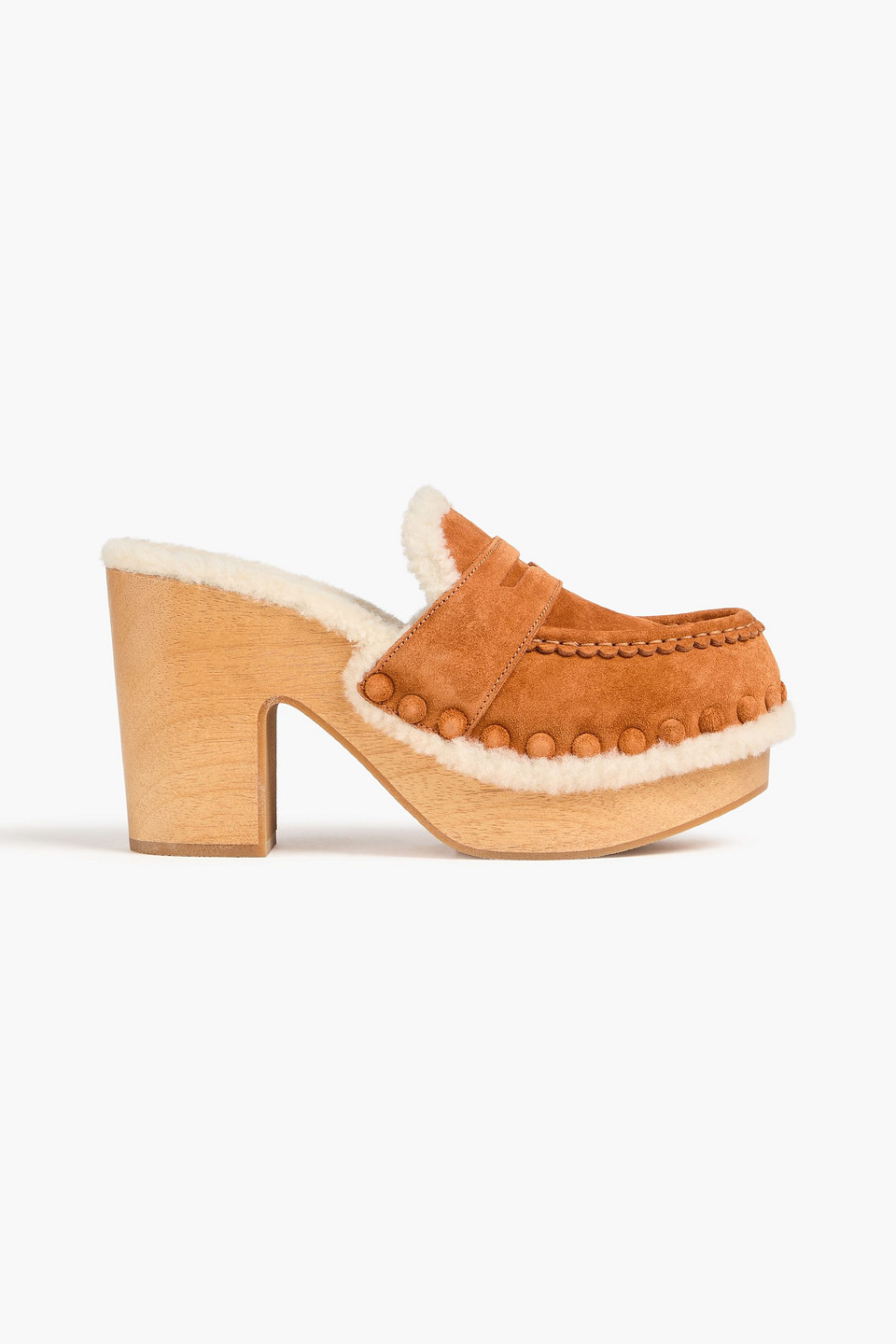 Chloé Joy Clogs Aus Veloursleder Mit Plateau In Camelfarben