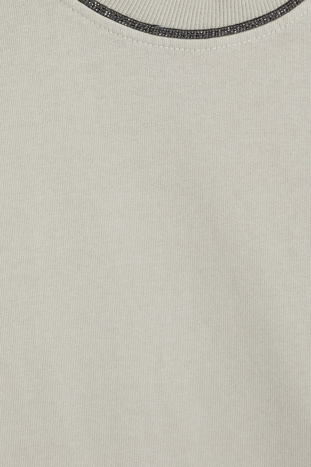 BRUNELLO CUCINELLI Bead-embellished French cotton-terry T-shirt