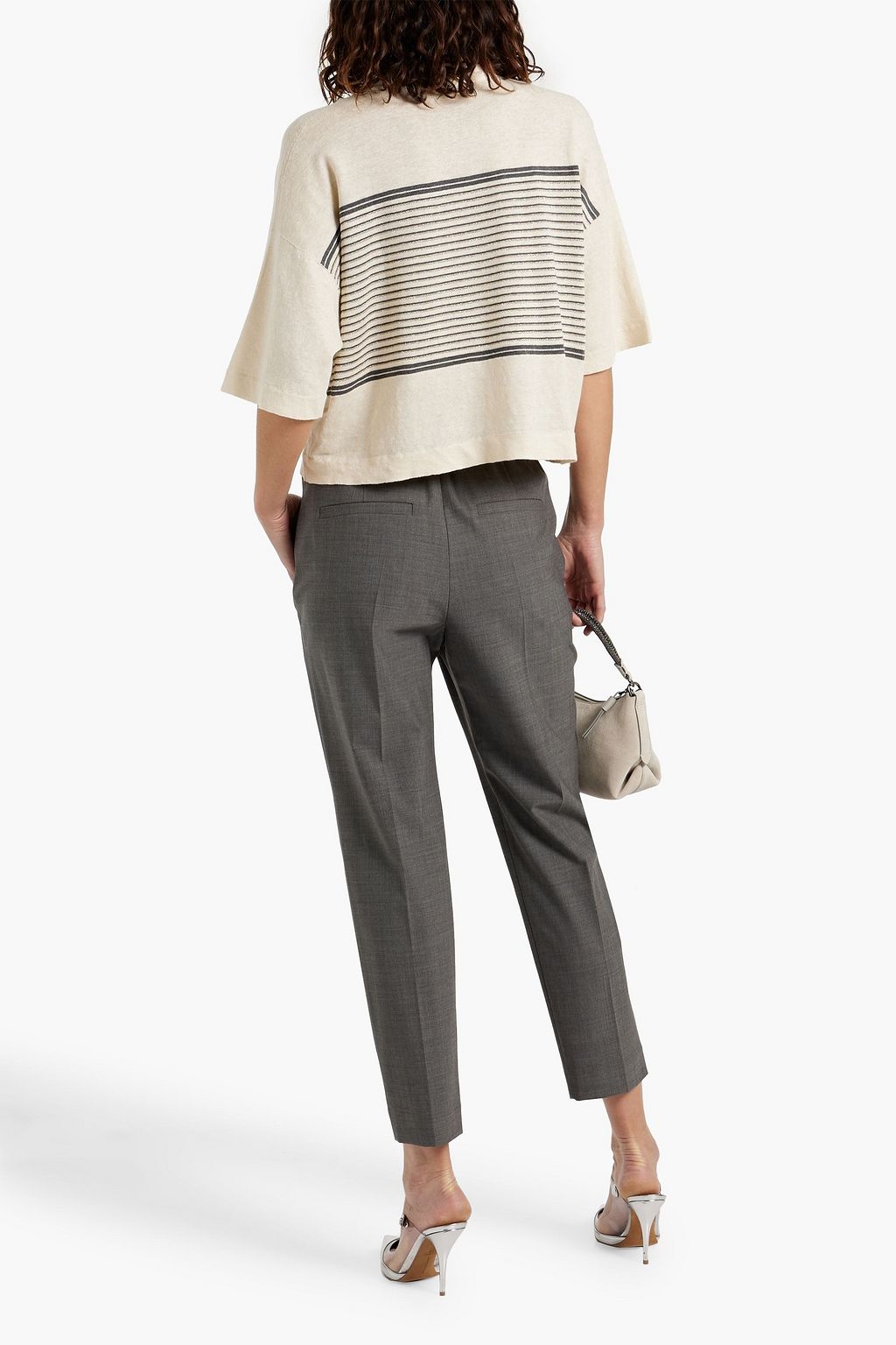 BRUNELLO CUCINELLI Metallic striped linen and cotton-blend top